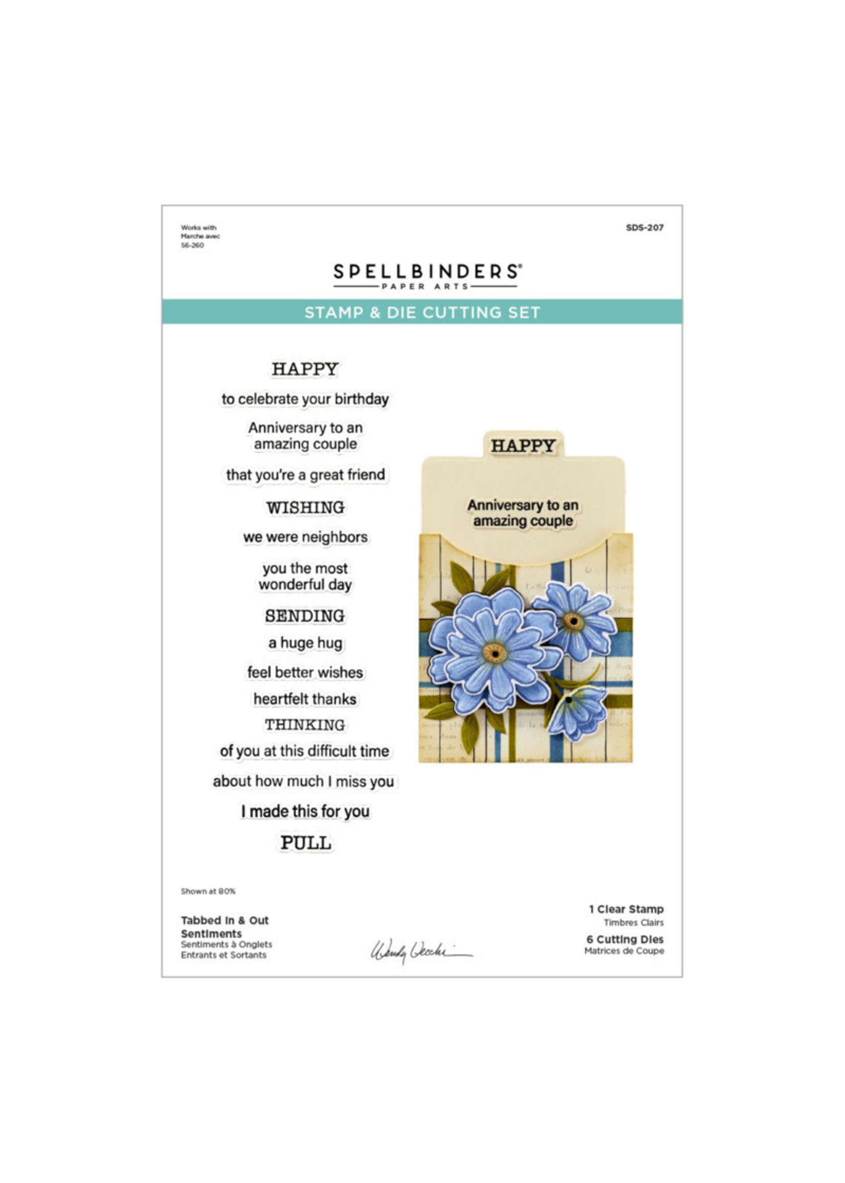 Spellbinders Spellbinders Wendy Vecchi  Stamp & Die Set, Tabbed In & Out Sentiments
