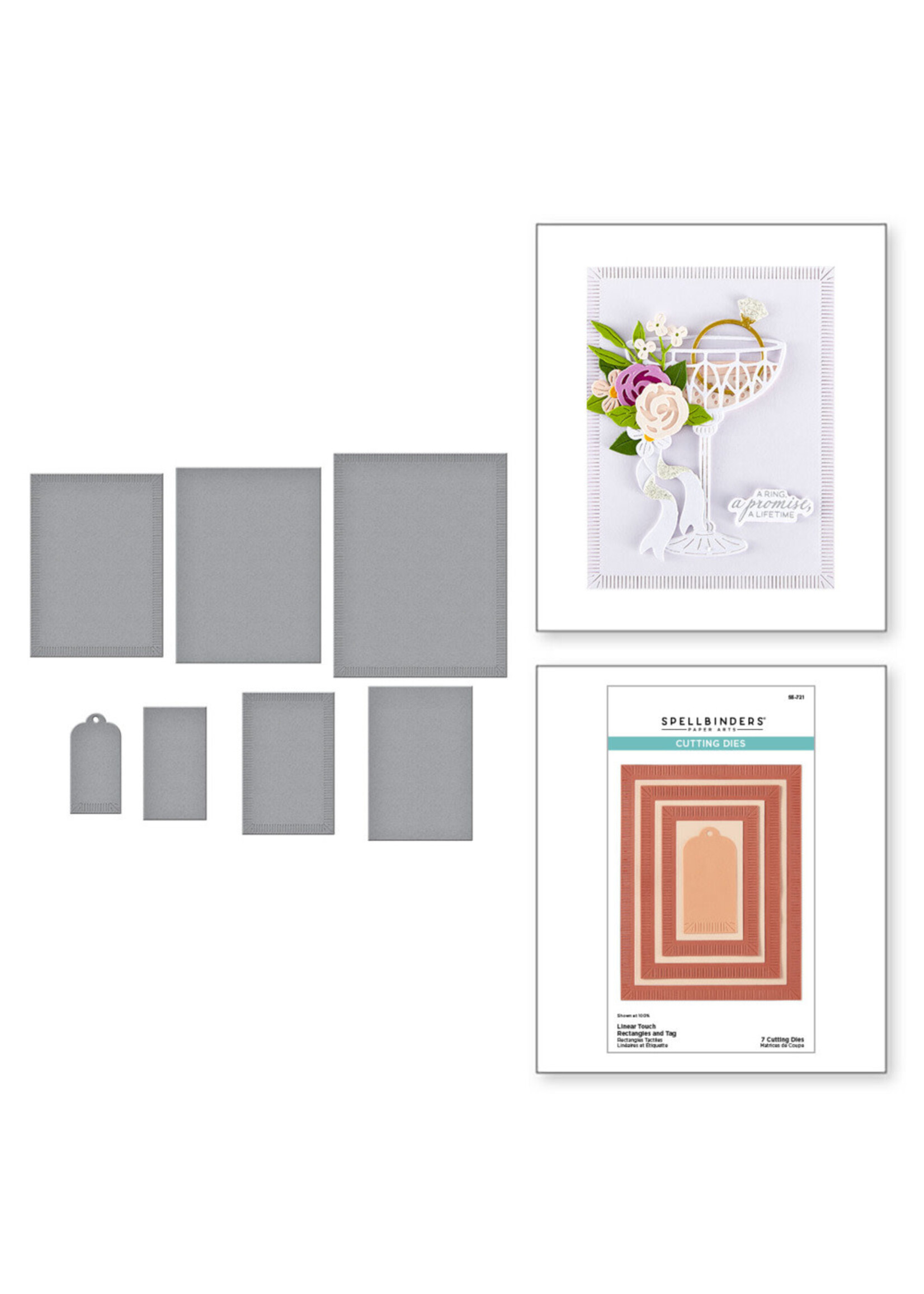 Spellbinders Spellbinders Die, Happier Hour - Linear Touch Rectangles and Tag