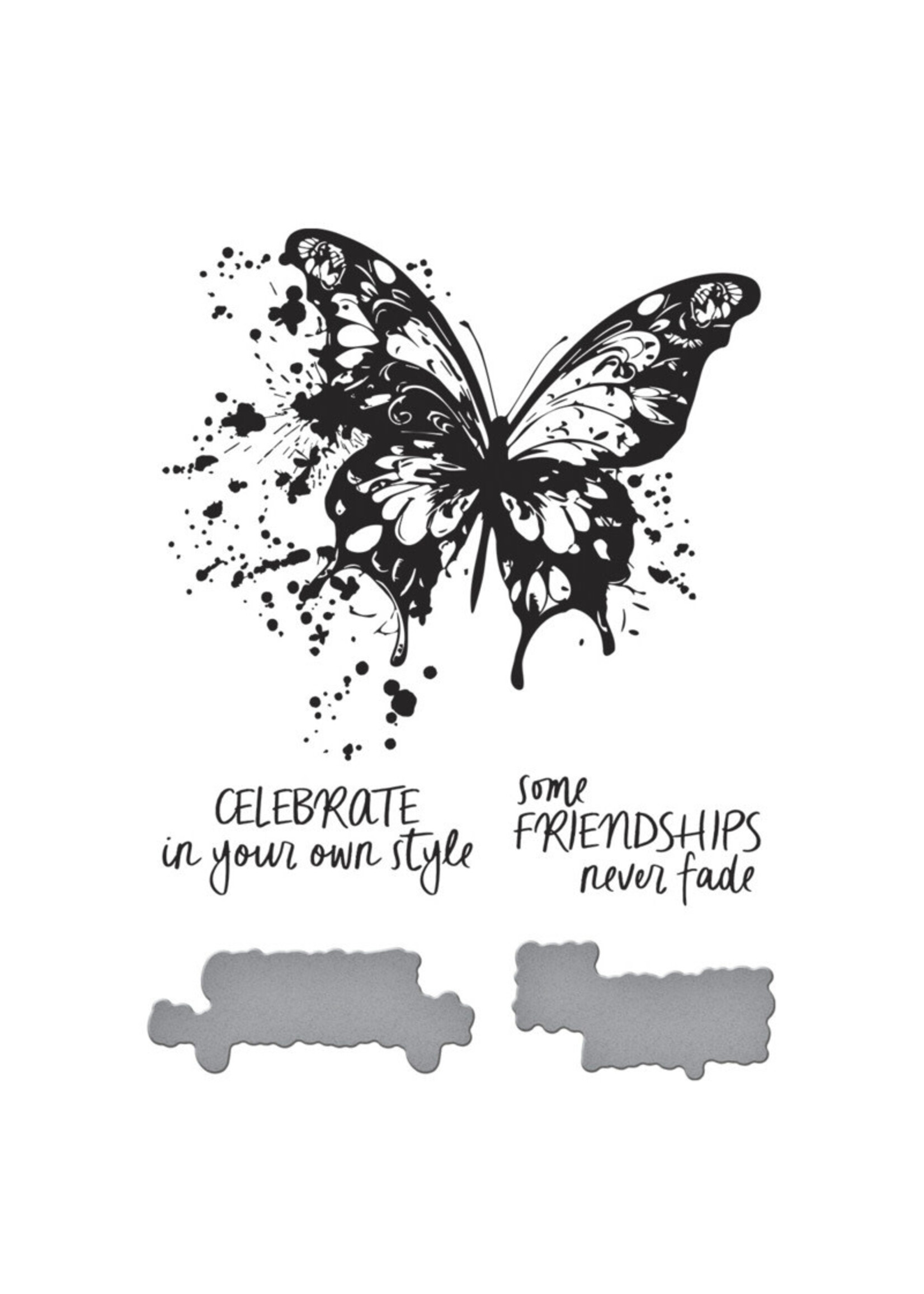 Spellbinders Spellbinders Press Plate & Die Set, Beautifully Imperfect - Butterfly Splatter