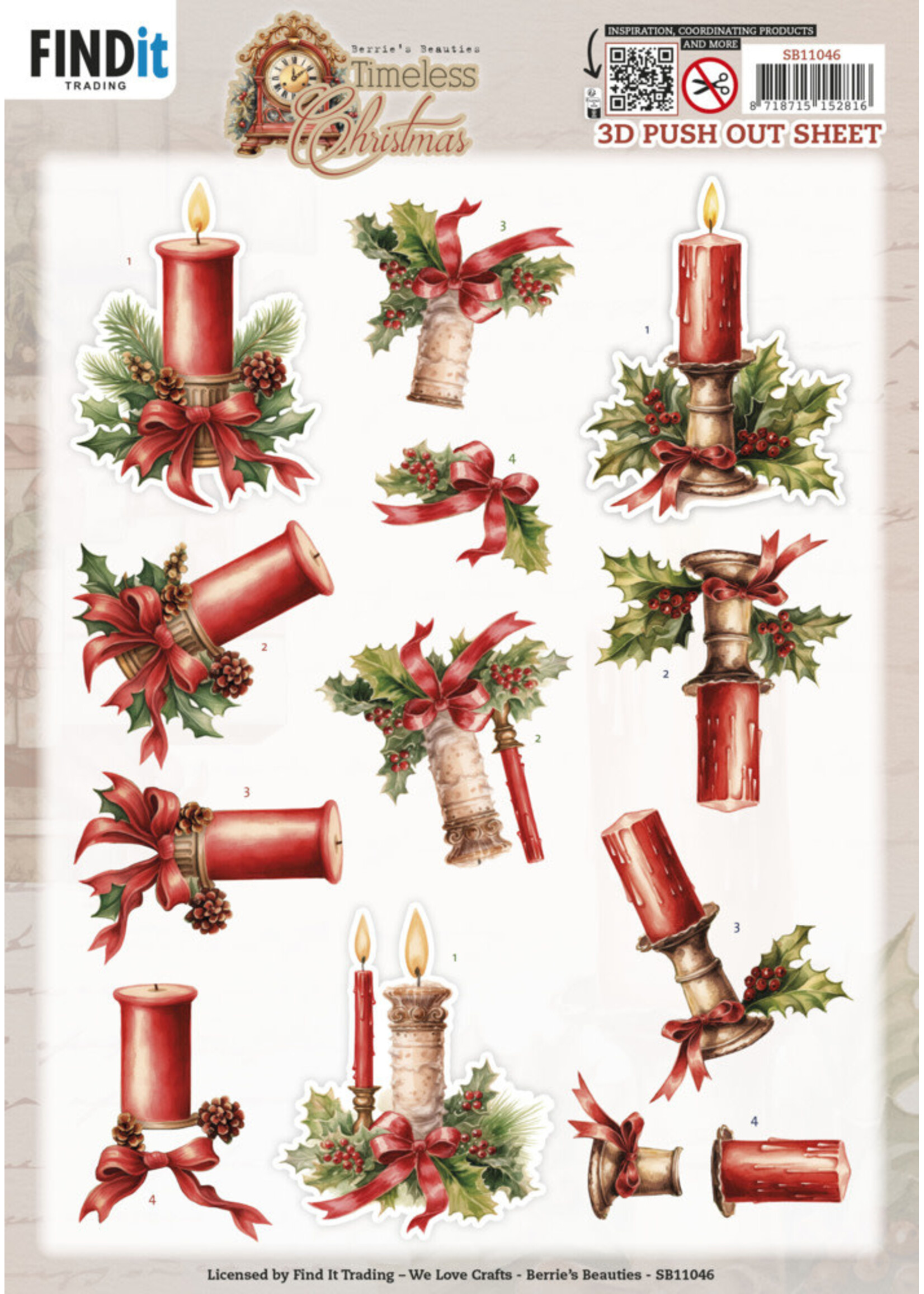 Berries Beauties 3D Push Out Sheet, Timeless Christmas - Timeless Candle