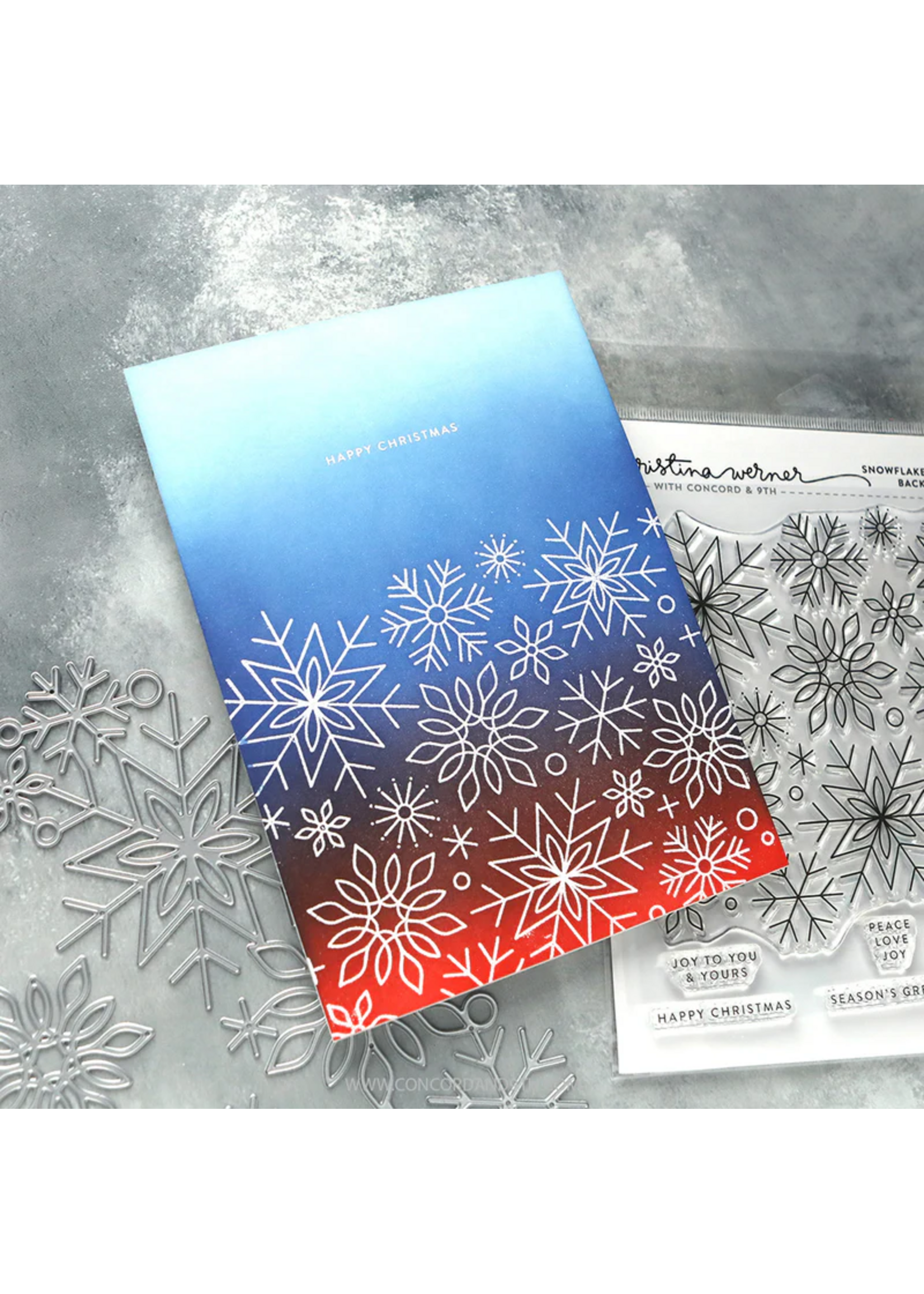 Concord & 9th Kristina Warner Background Stamp, Snowflake Season Easy Repeat