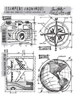 Stampers Anonymous Tim Holtz Cling Stamp, CMS148 Travel Blueprint