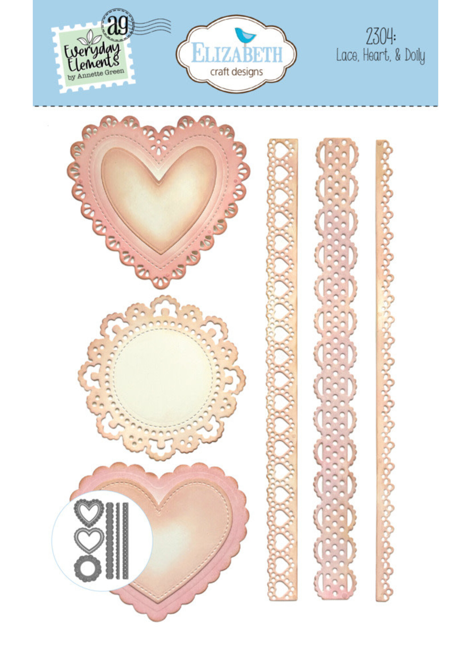 Elizabeth Craft Design ECD Die, Lace Heart & Doily