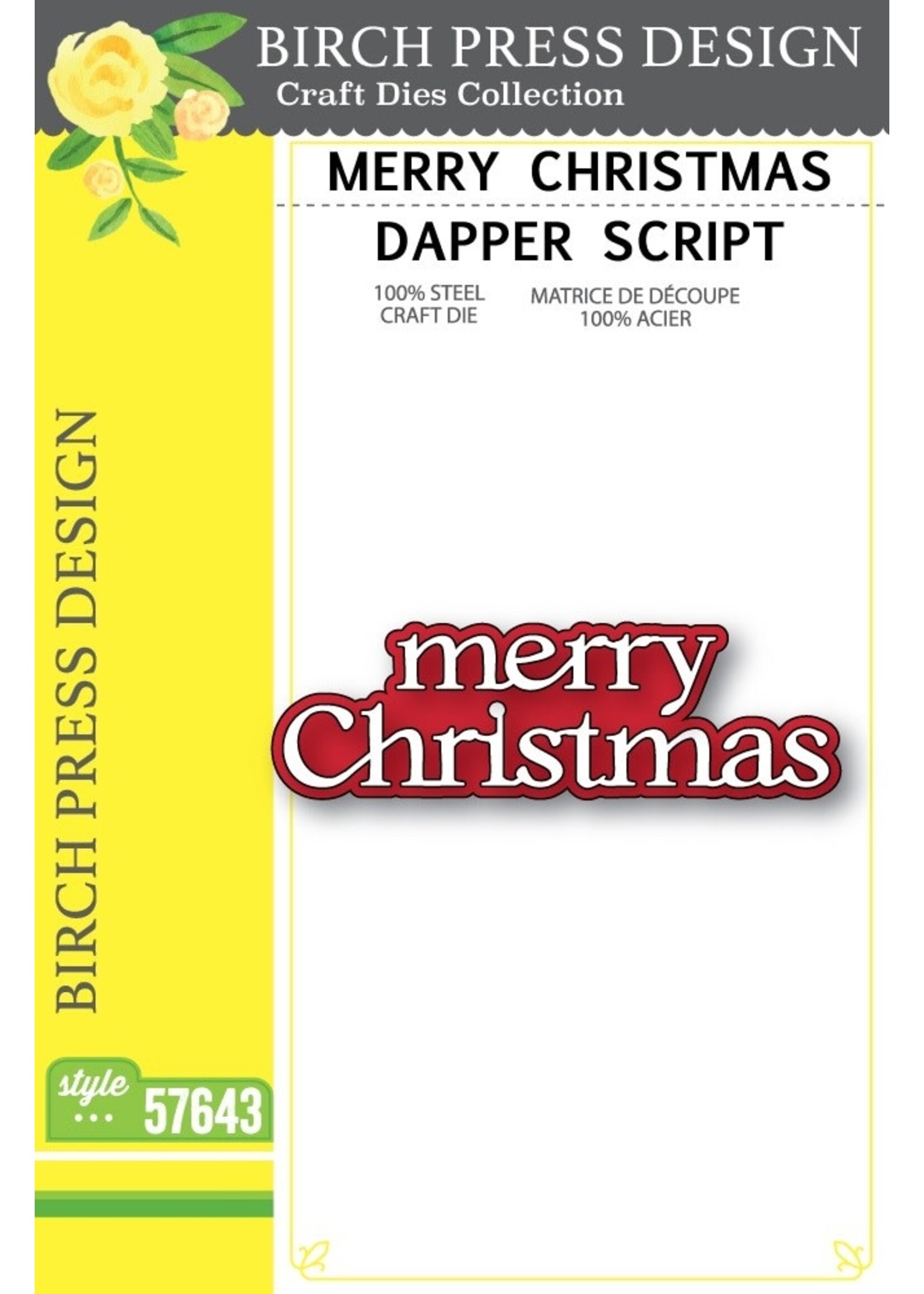 Birch Press Die, Merry Christmas Dapper Script