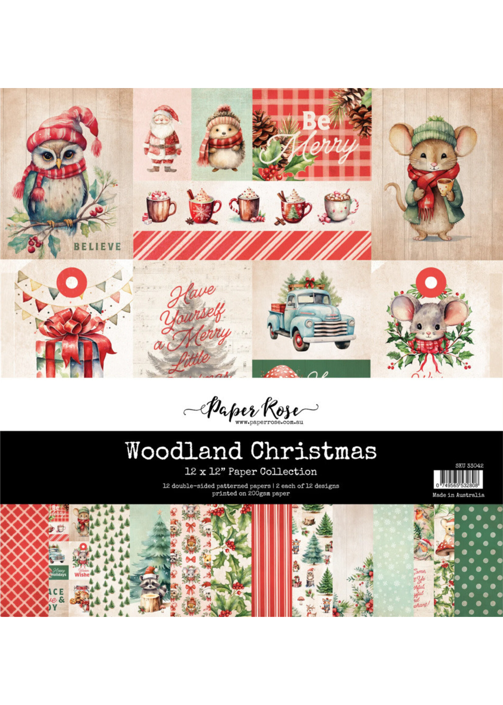 Paper Rose Paper Rose 12X12  Collection, Woodland Christmas