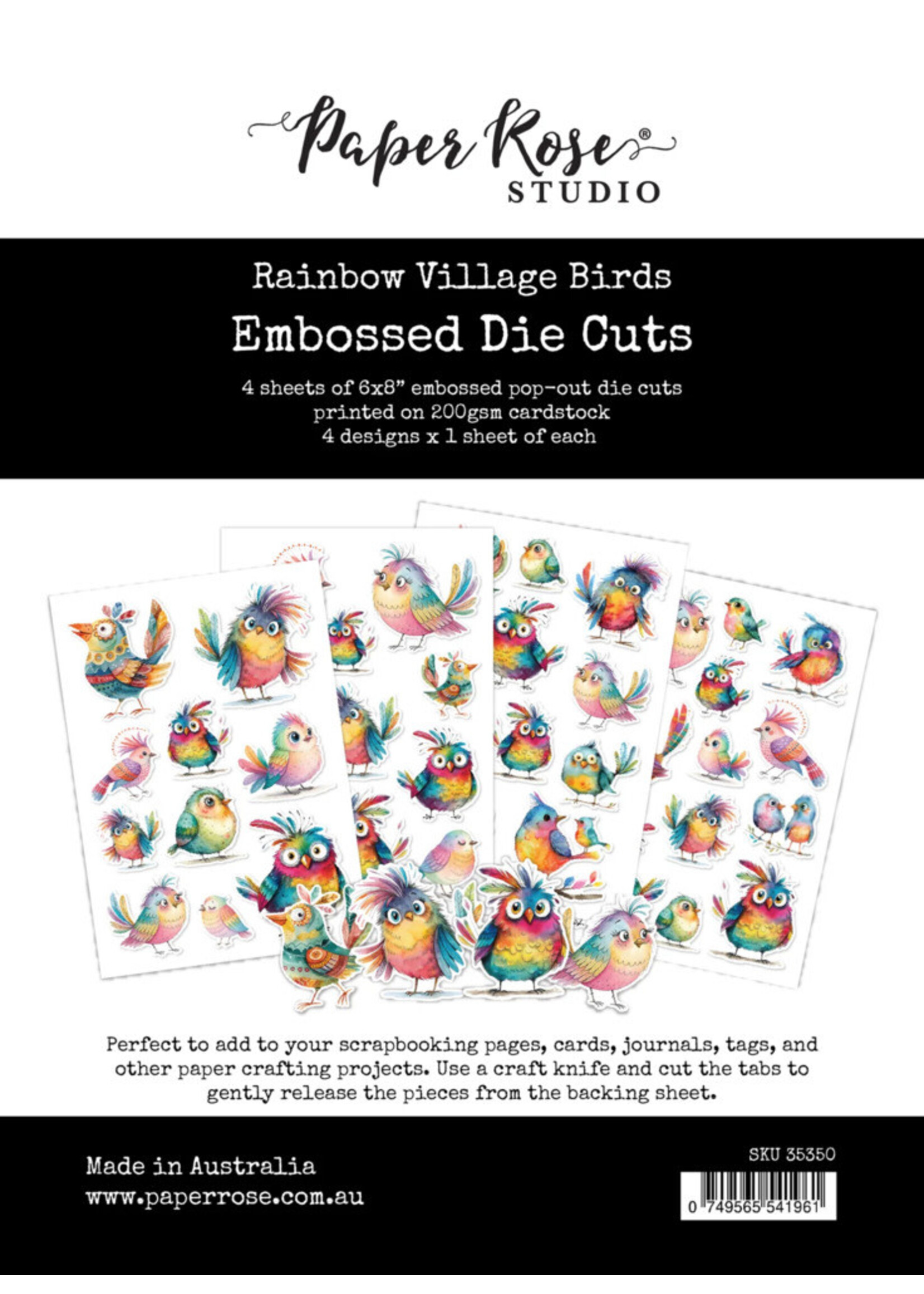 Paper Rose Paper Rose Embossed Die Cuts, Rainbow Village Birds