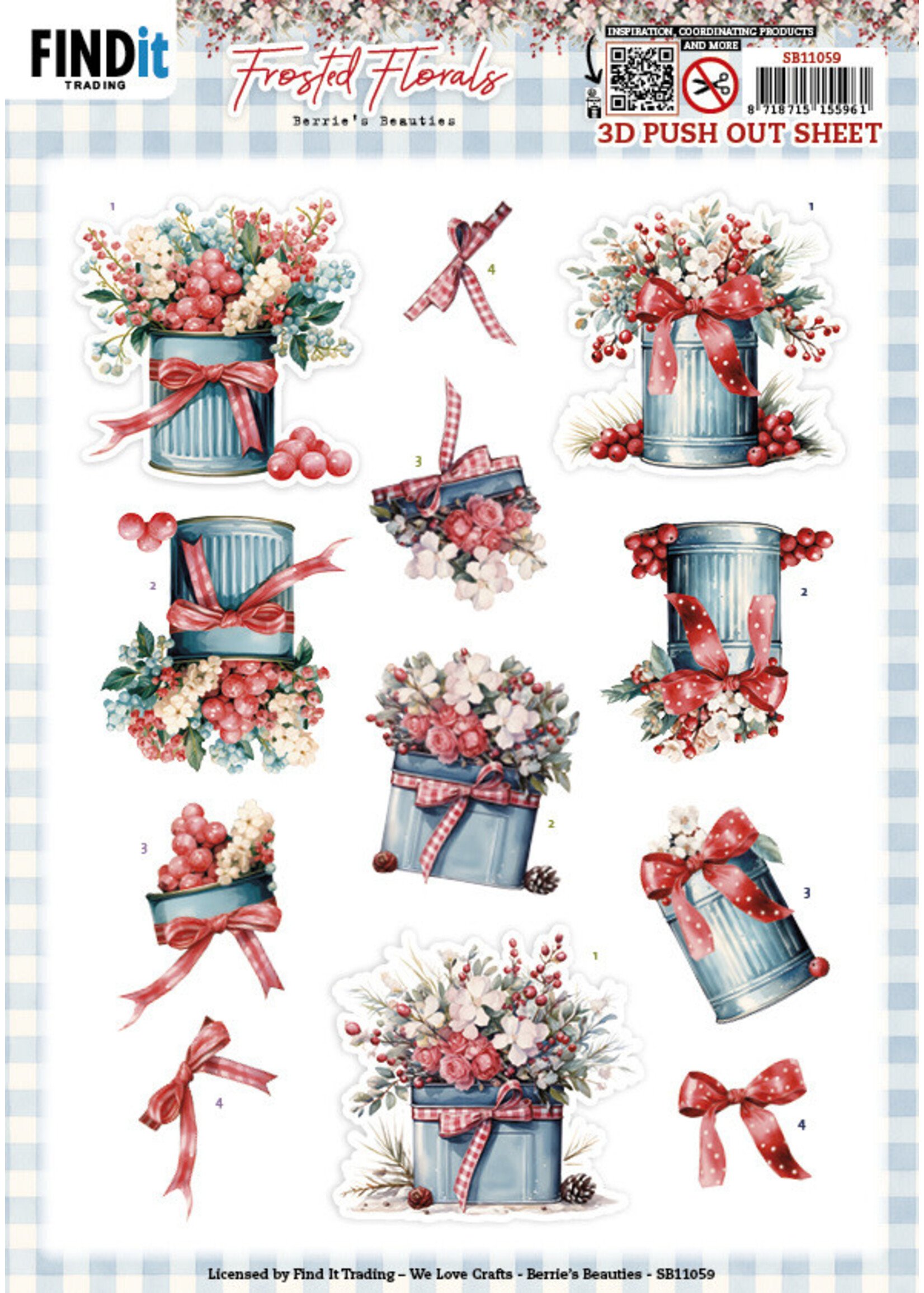 Berries Beauties 3D Push Out Sheet, Frosted Florals - Tin
