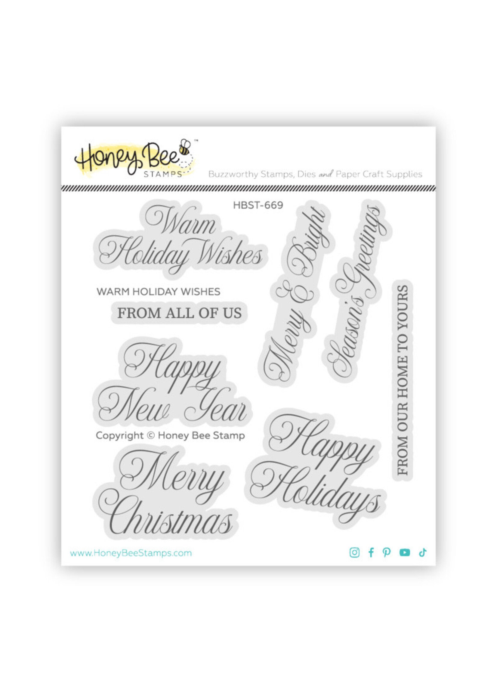 Honey Bee Stamps Honey Bee Stamp/Die Set, Warm Holiday Wishes