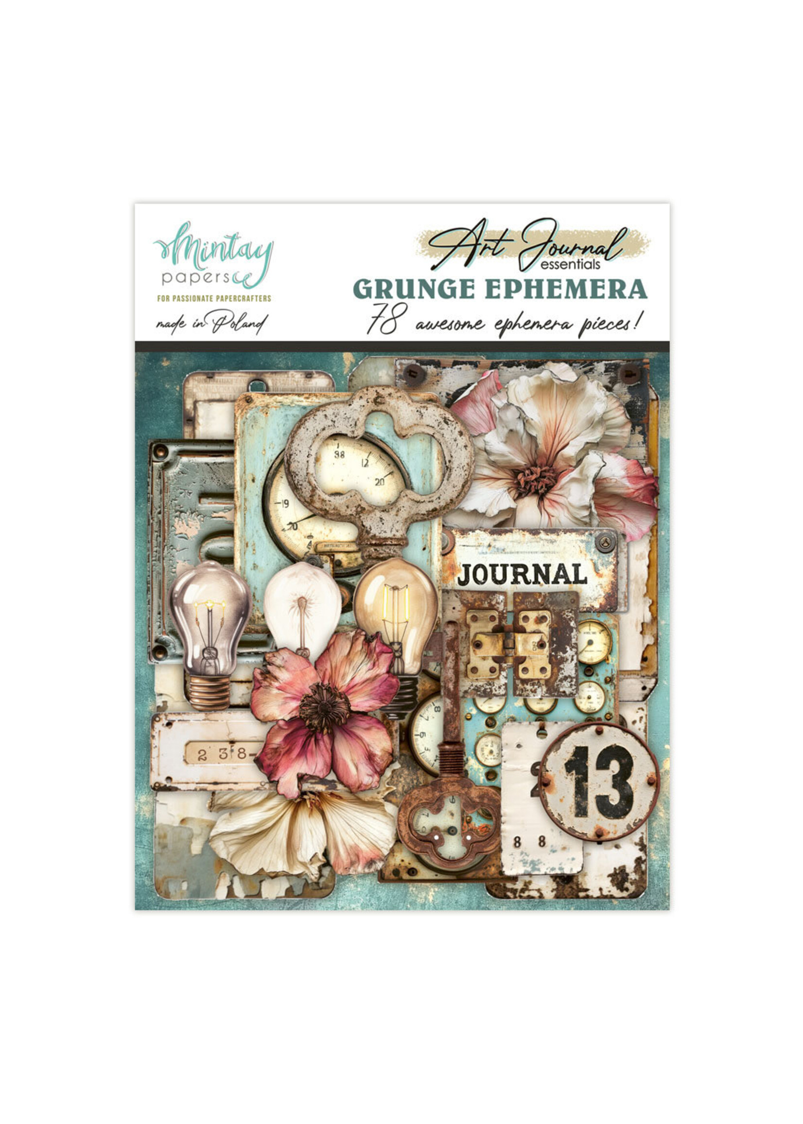 Mintay Art Journal Ephemera Pack, Grunge (78 pc)