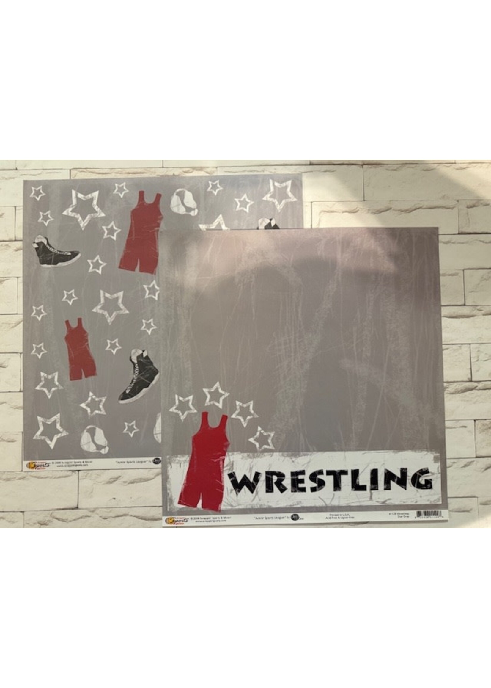 Scrappin' Sports 12x12 Wrestling Star Gray