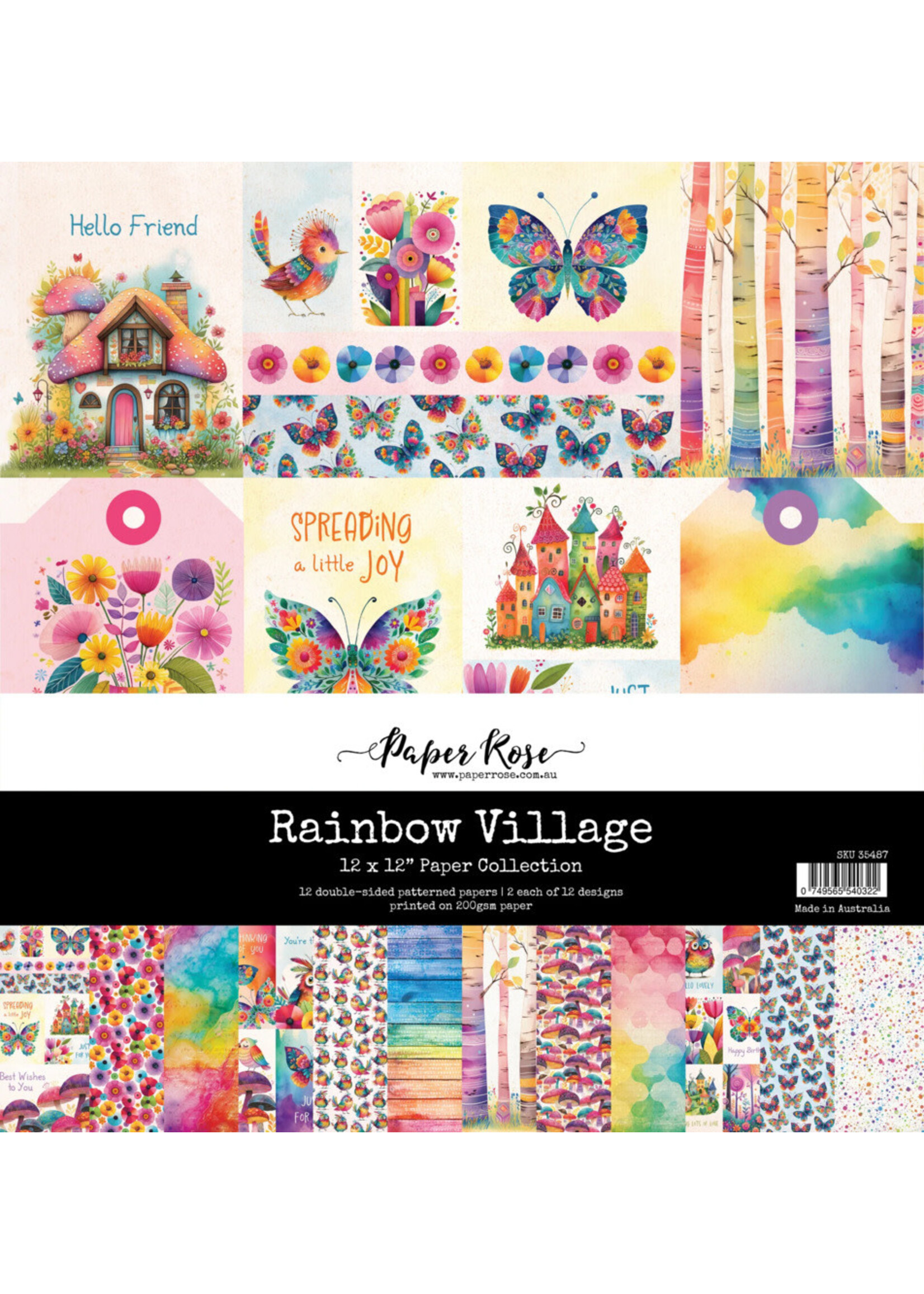 Paper Rose Paper Rose 12x12 Paper Collection, Rainbow Village