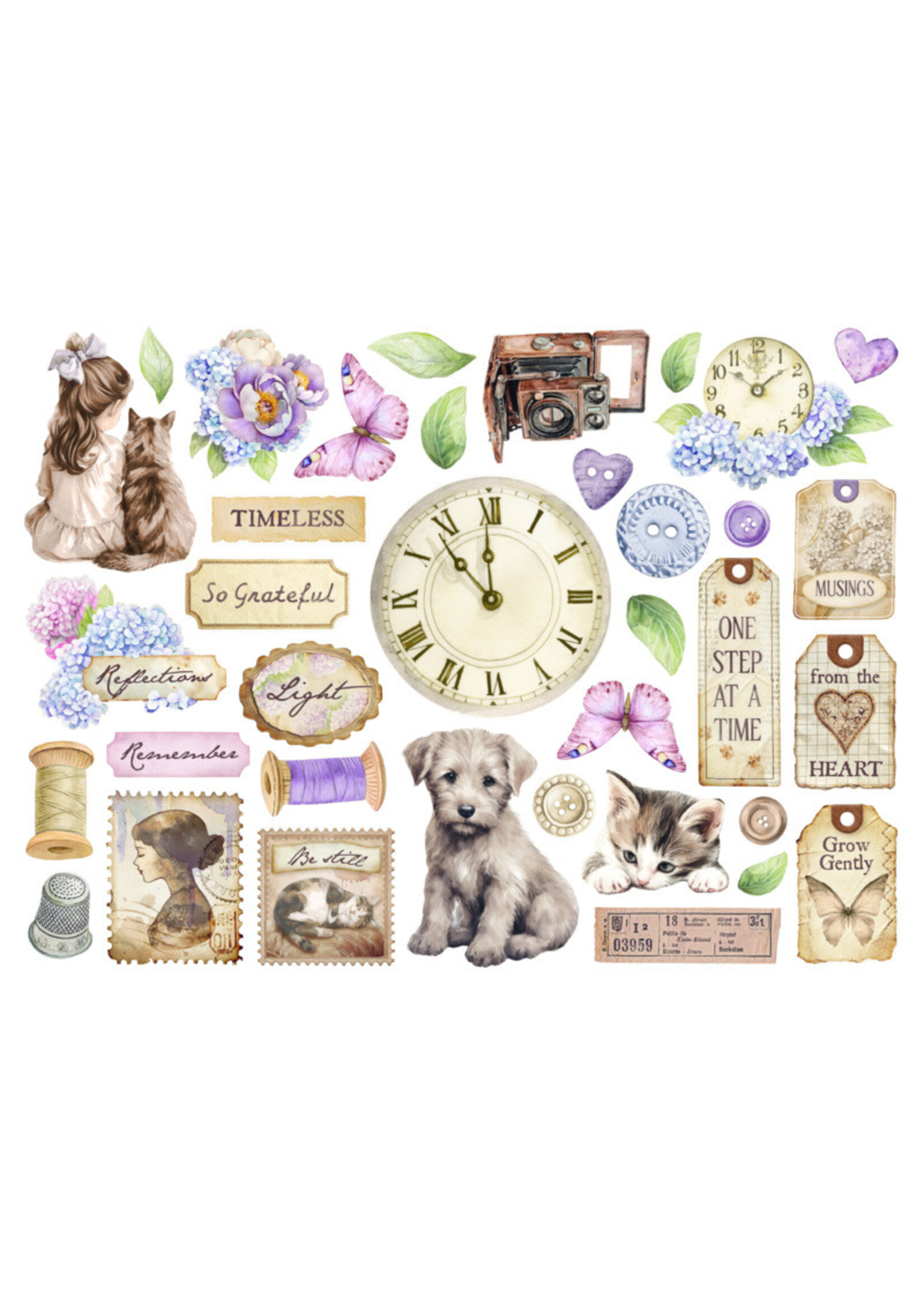 Stamperia Stamperia Chip Board Die Cuts, Quiet Days