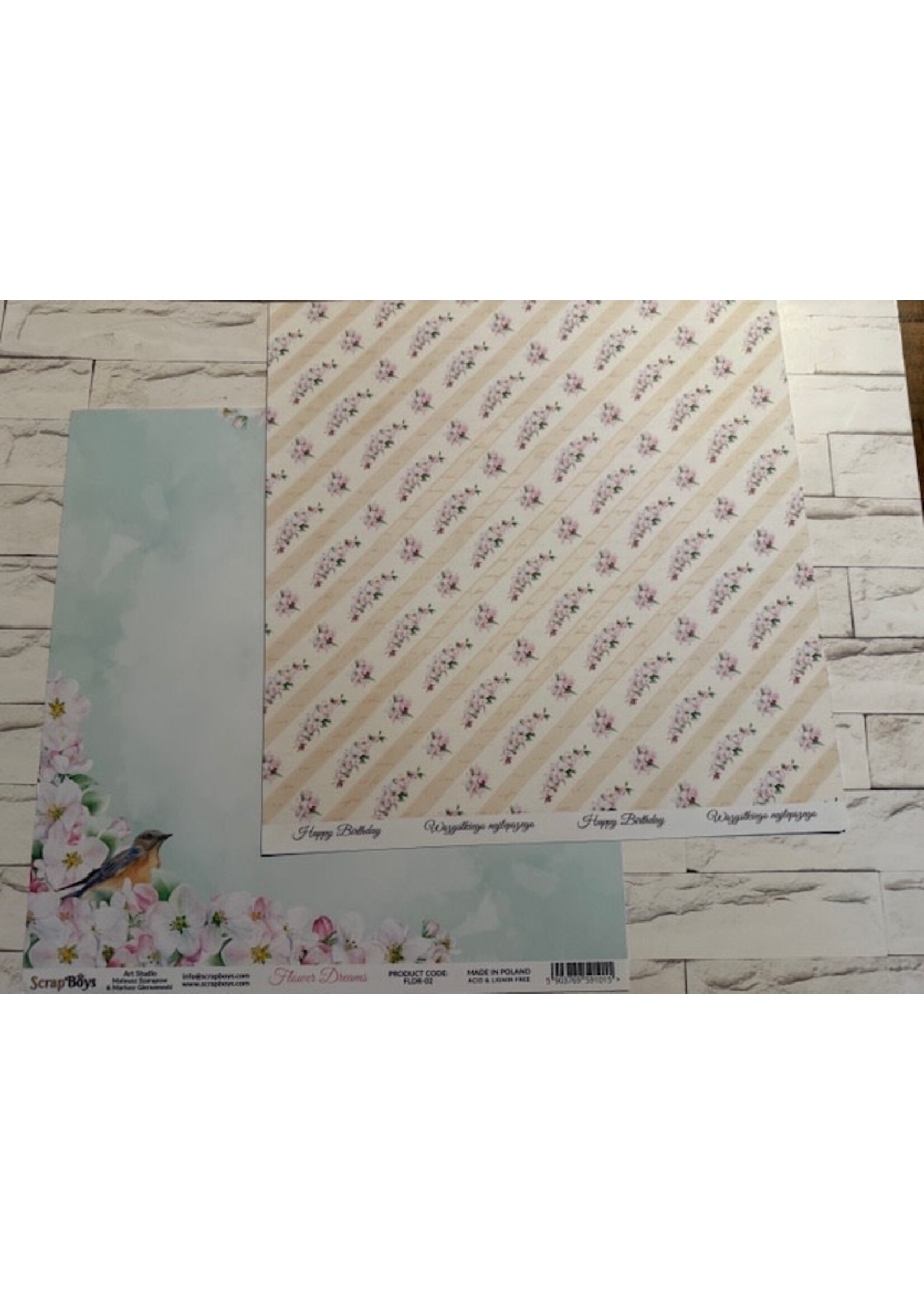 Scrap Boys Scrap Boys 12x12 Flower Dreams, FLDR-02 Happy Birthday