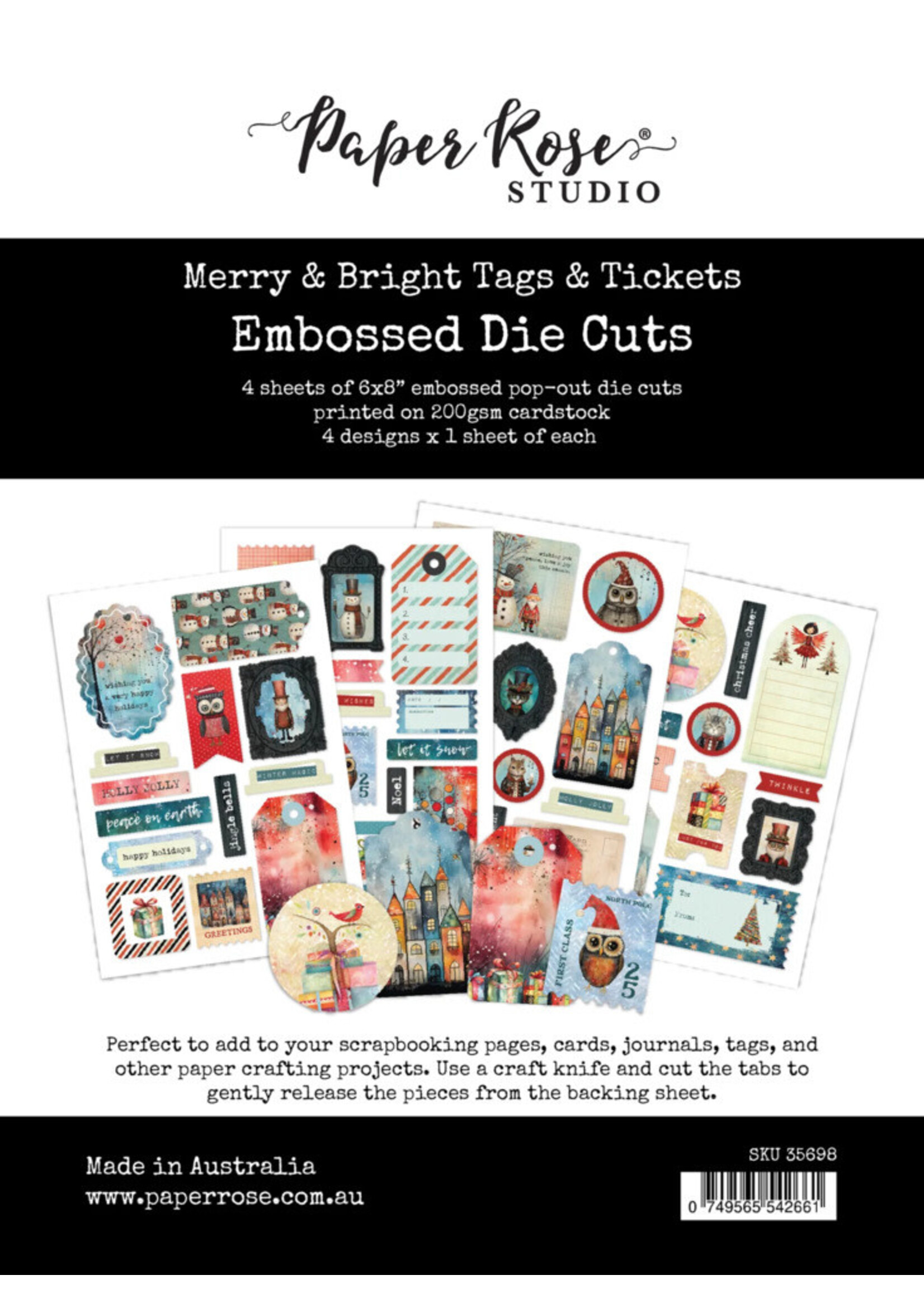 Paper Rose Paper Rose Embossed Die Cuts, Merry and Bright Tags & Tickets