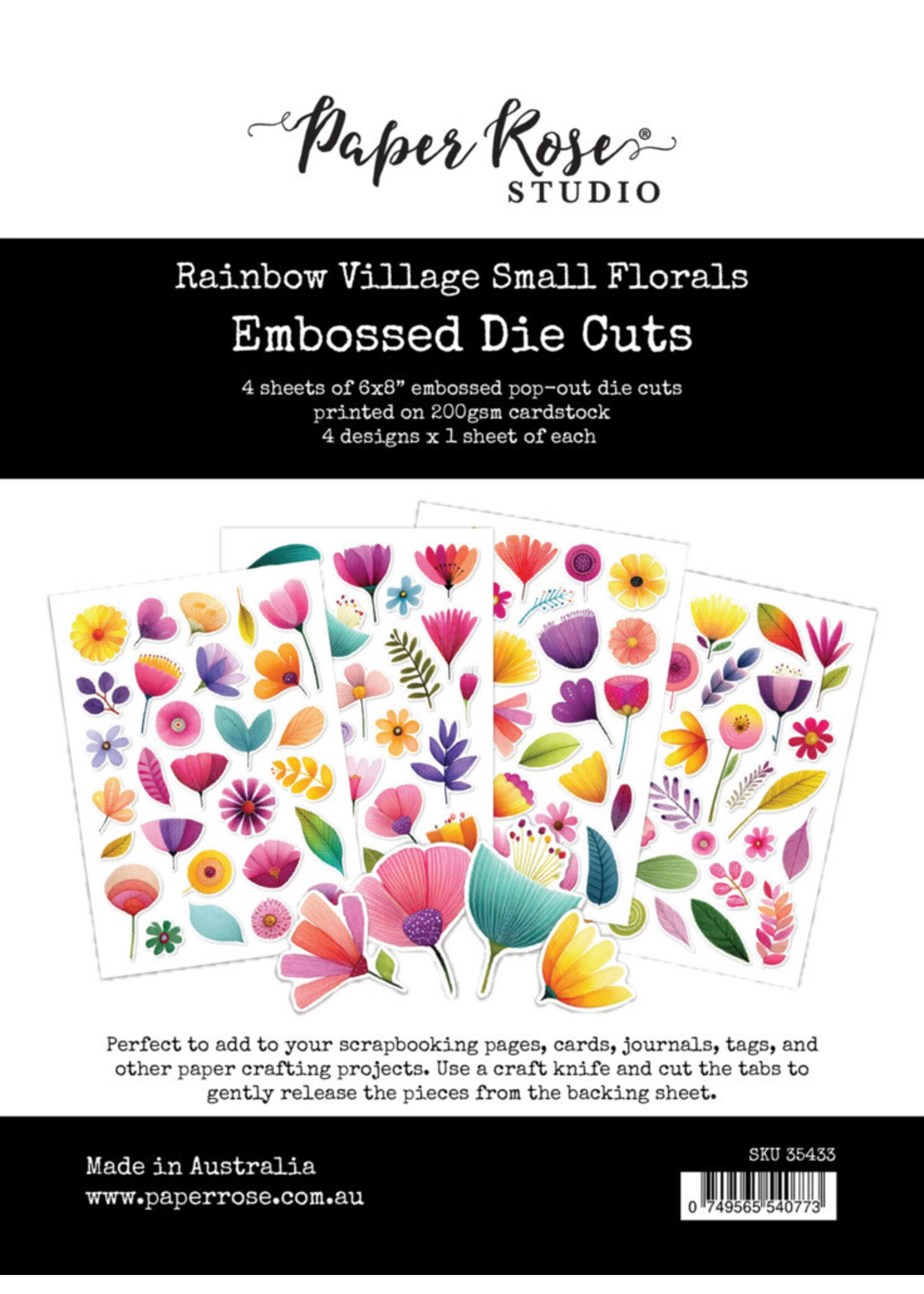 Paper Rose Paper Rose Embossed Die Cuts, Rainbow Village Floral