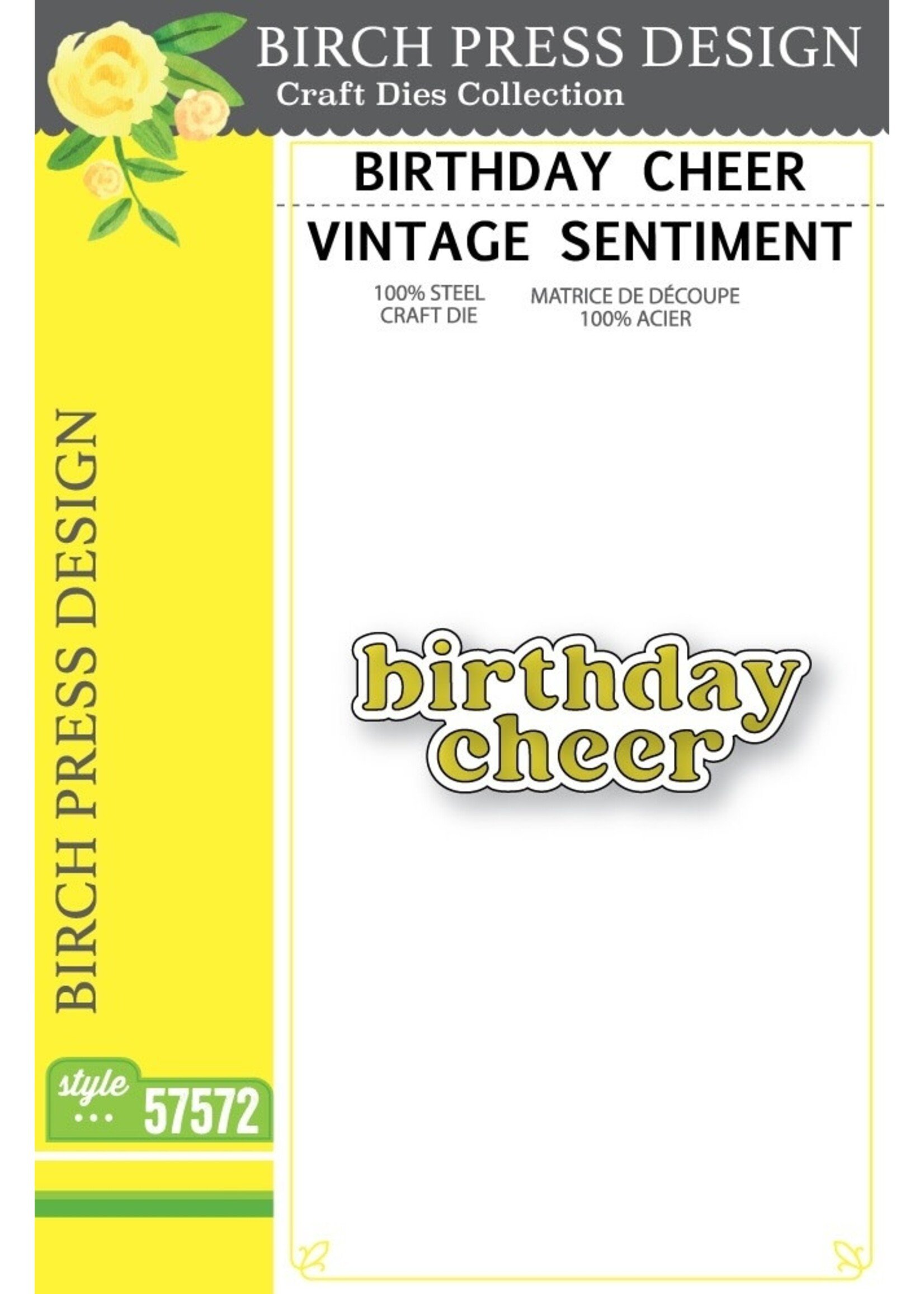 Birch Press Die, Birthday Cheer Vintage Sentiment