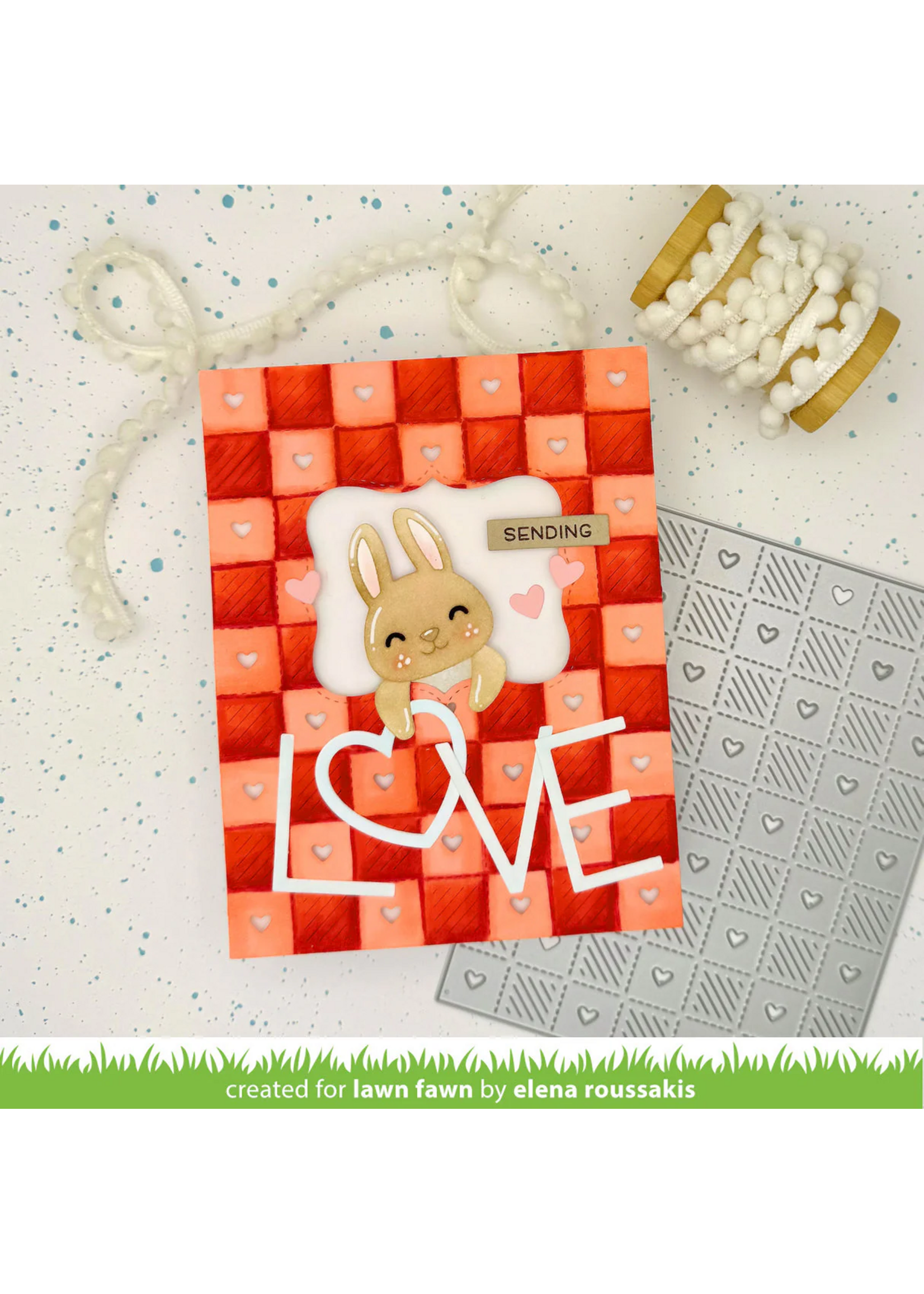 Lawn Fawn Lawn Fawn Die, Checkered Hearts Background