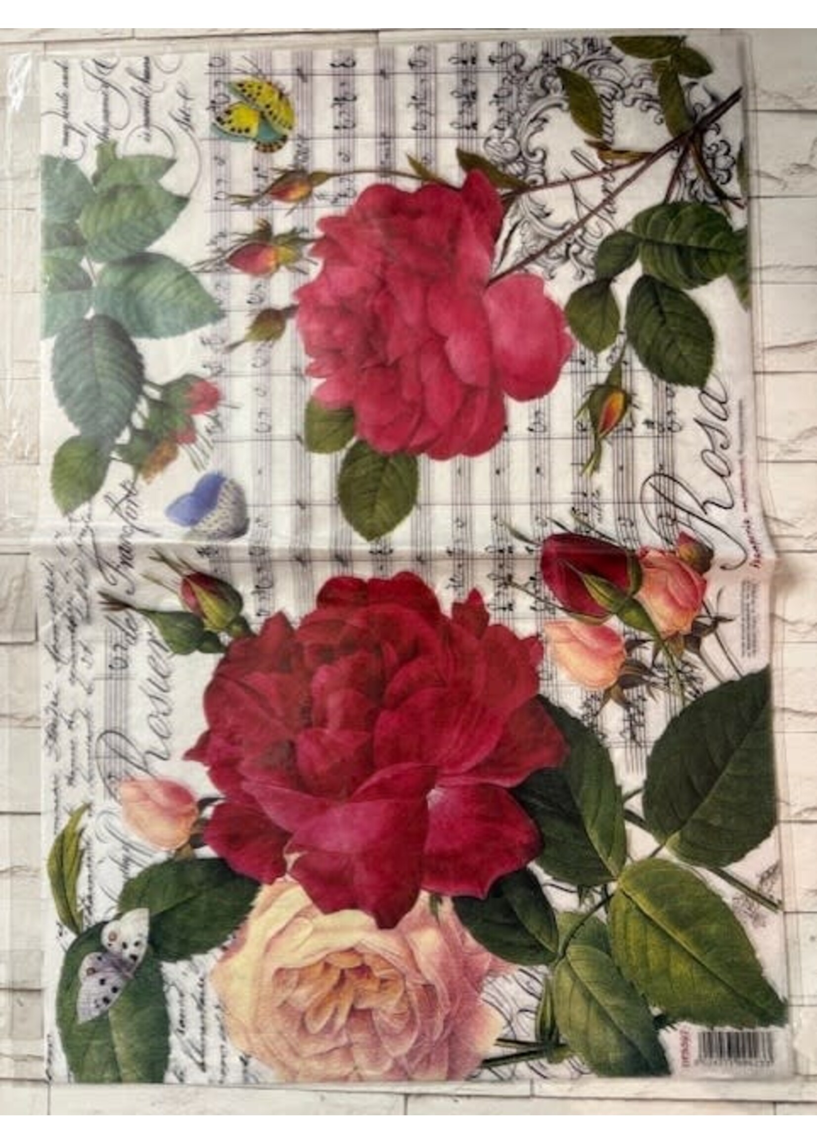 Stamperia Stamperia Rice Paper, DFS397 Red Roses & Music