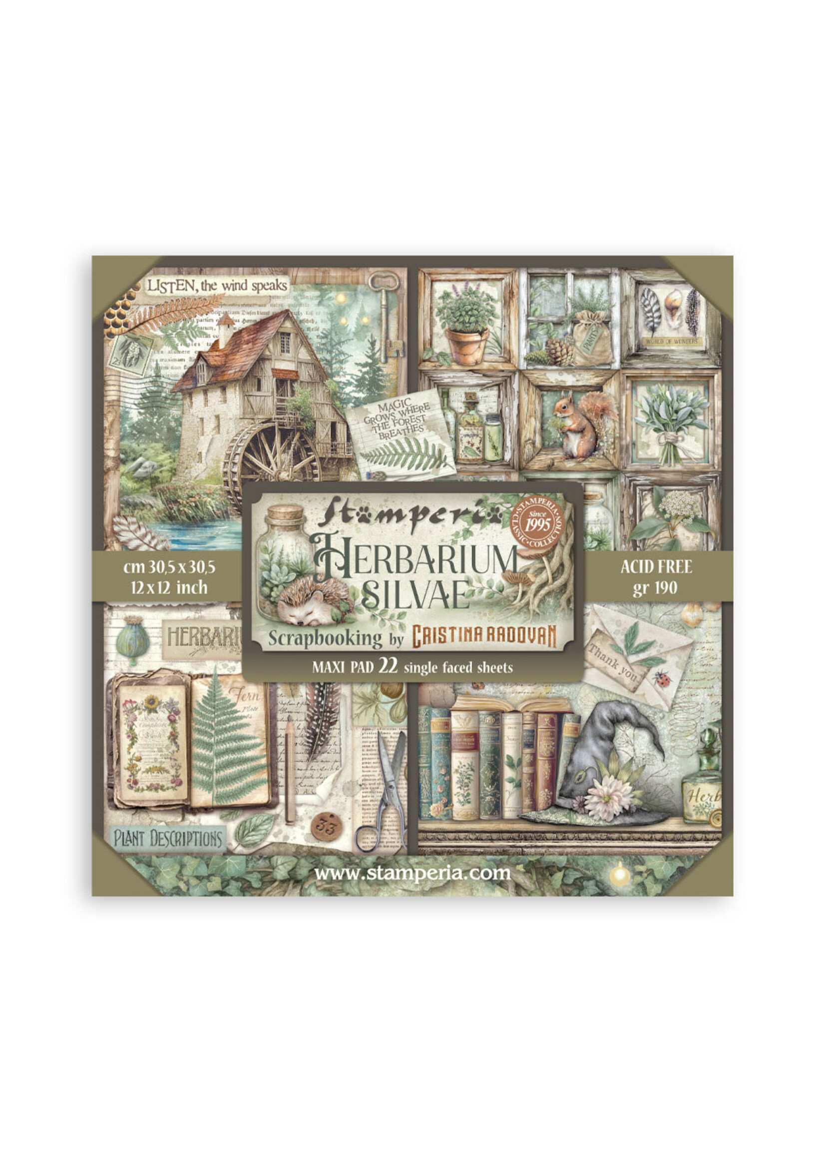 Stamperia Stamperia 12x12 Maxi Paper Pad, Herbarium Silvae