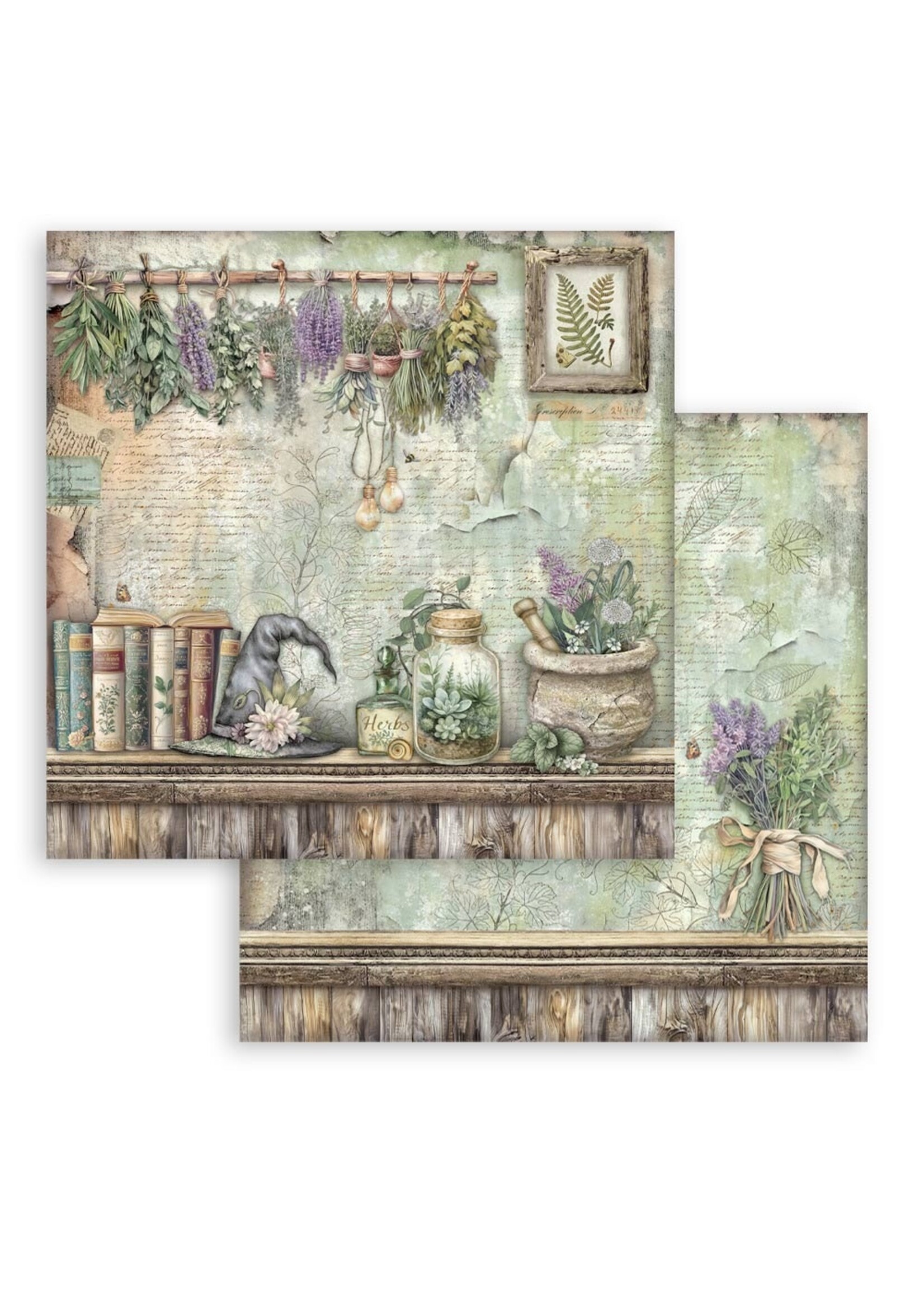 Stamperia Stamperia 12x12 Herbarium Silvae, SBB1110 Lavender