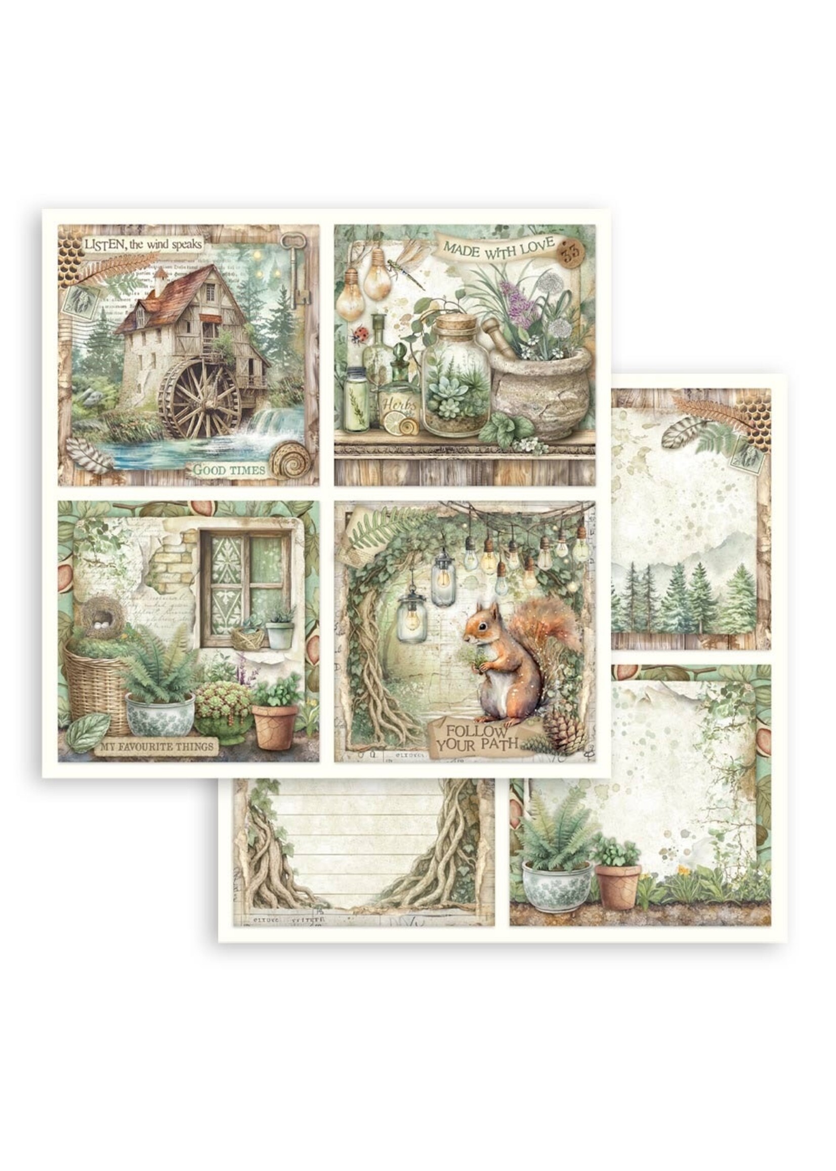 Stamperia Stamperia 12x12 Herbarium Silvae, SBB1114 4 Cards