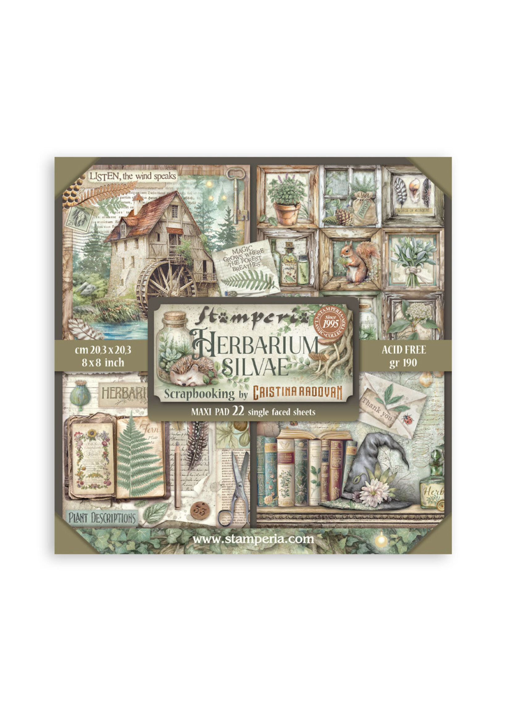 Stamperia Stamperia 8x8 Maxi Paper Pad, SBBSXB20 Herbarium Silvae