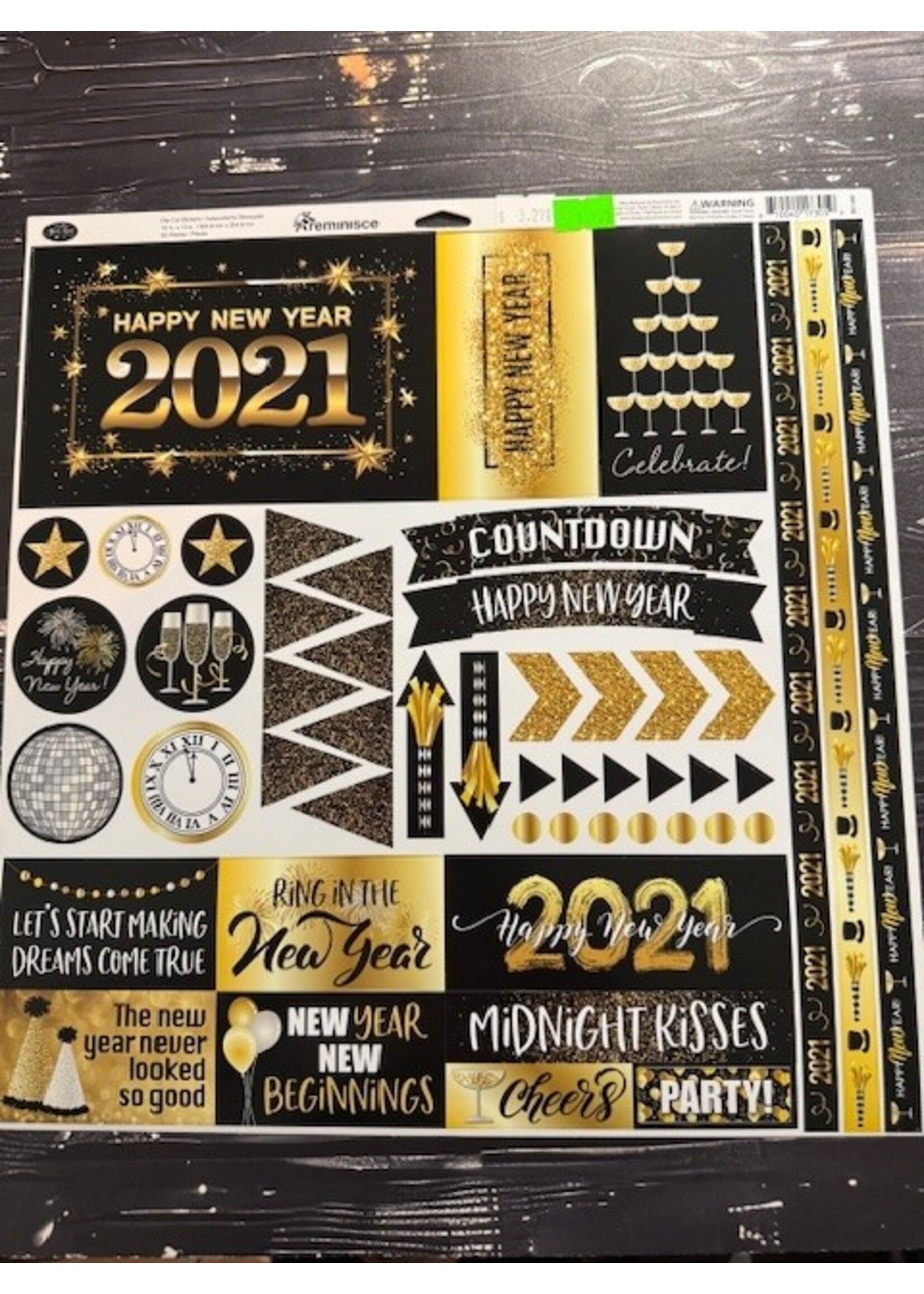 Reminisce Reminisce  12x12 Sticker Sheet, Happy New Year