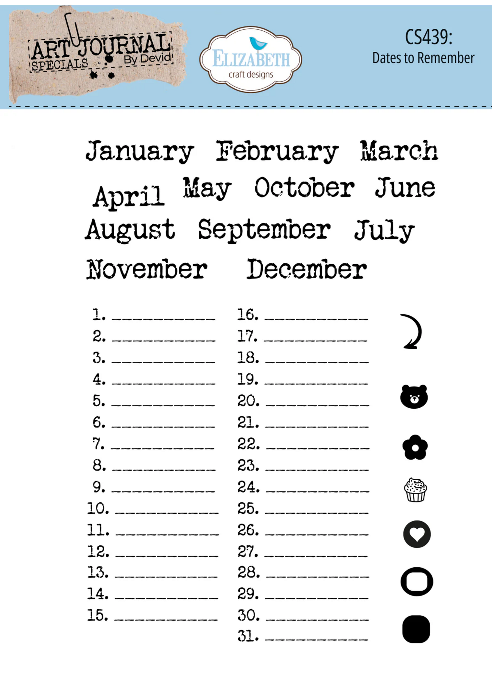 Elizabeth Craft Design Elizabeth Craft Design Stamp, Dates to Remember