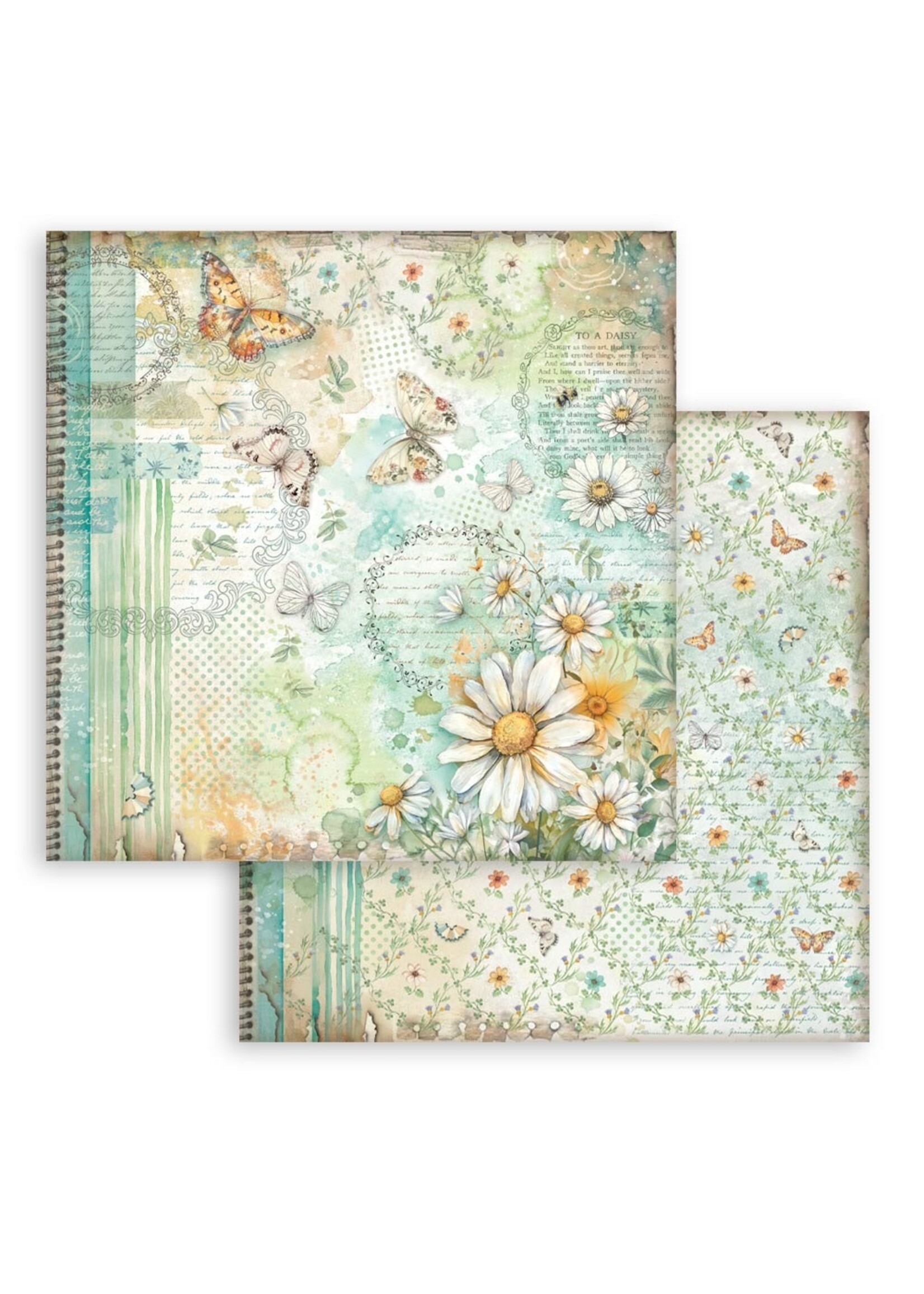 Stamperia Stamperia 12X12 Patterned Paper, SBB1129 Daisy Art - Butterfly and Daisy