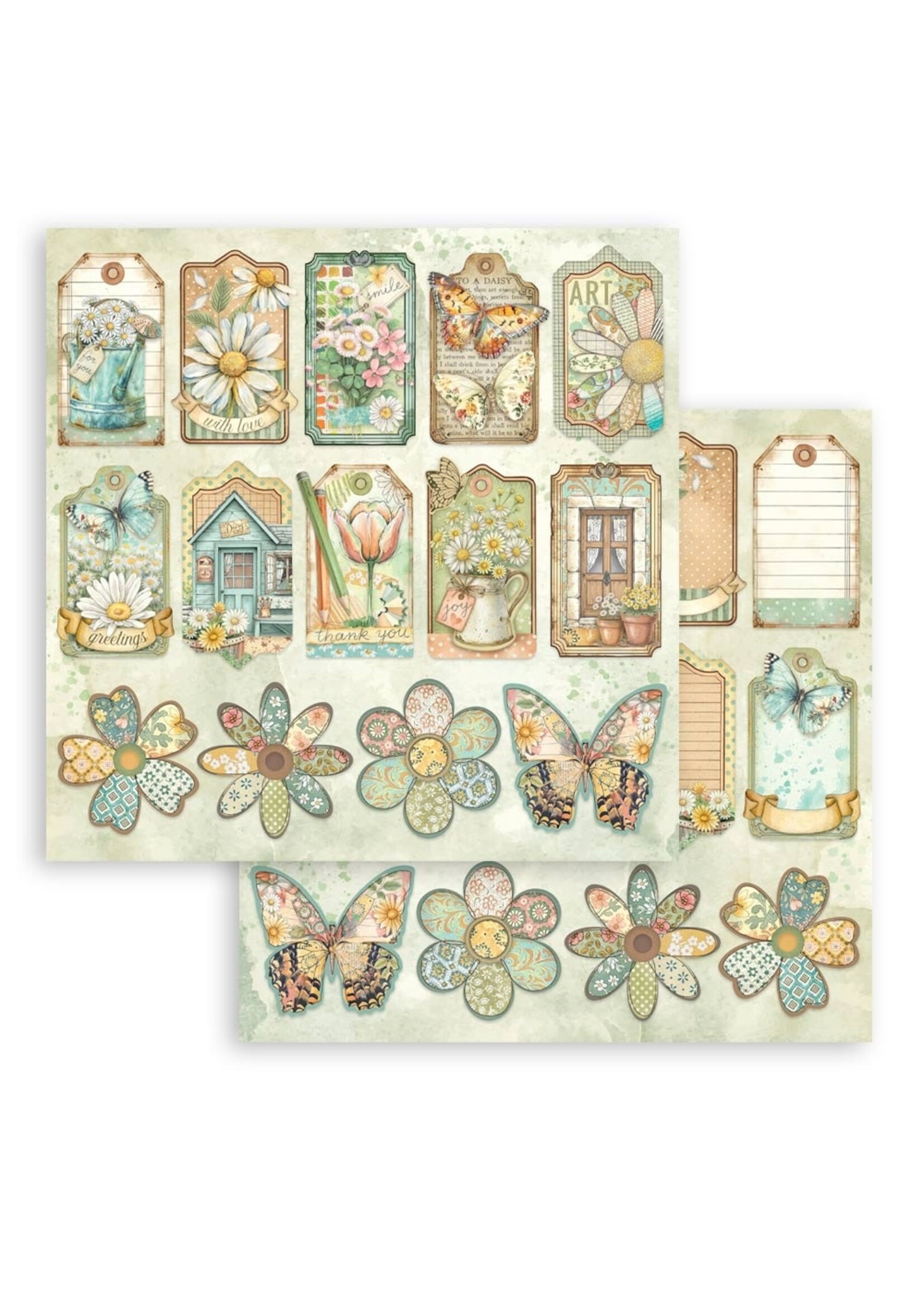 Stamperia Stamperia 12X12 Patterned Paper, SBB1131 Daisy Art - Tags