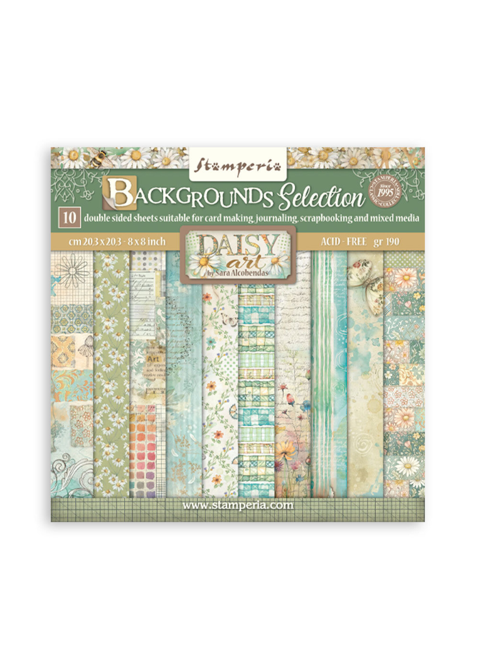 Stamperia Stamperia 8X8 Backgrounds Paper Pad, Daisy Art