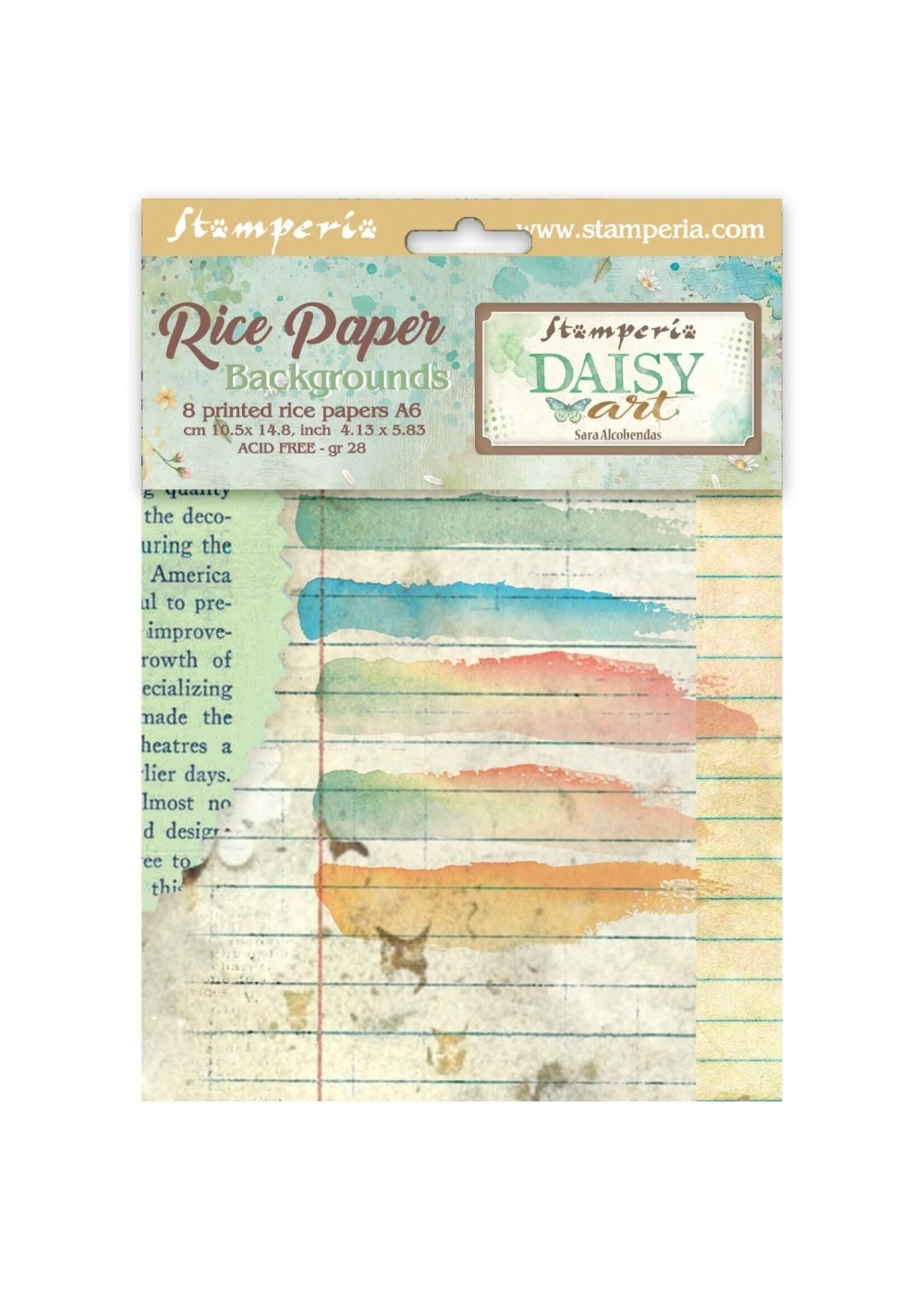 Stamperia Stamperia A6 Rice Paper Backgrounds, Daisy Art (8 sheets)