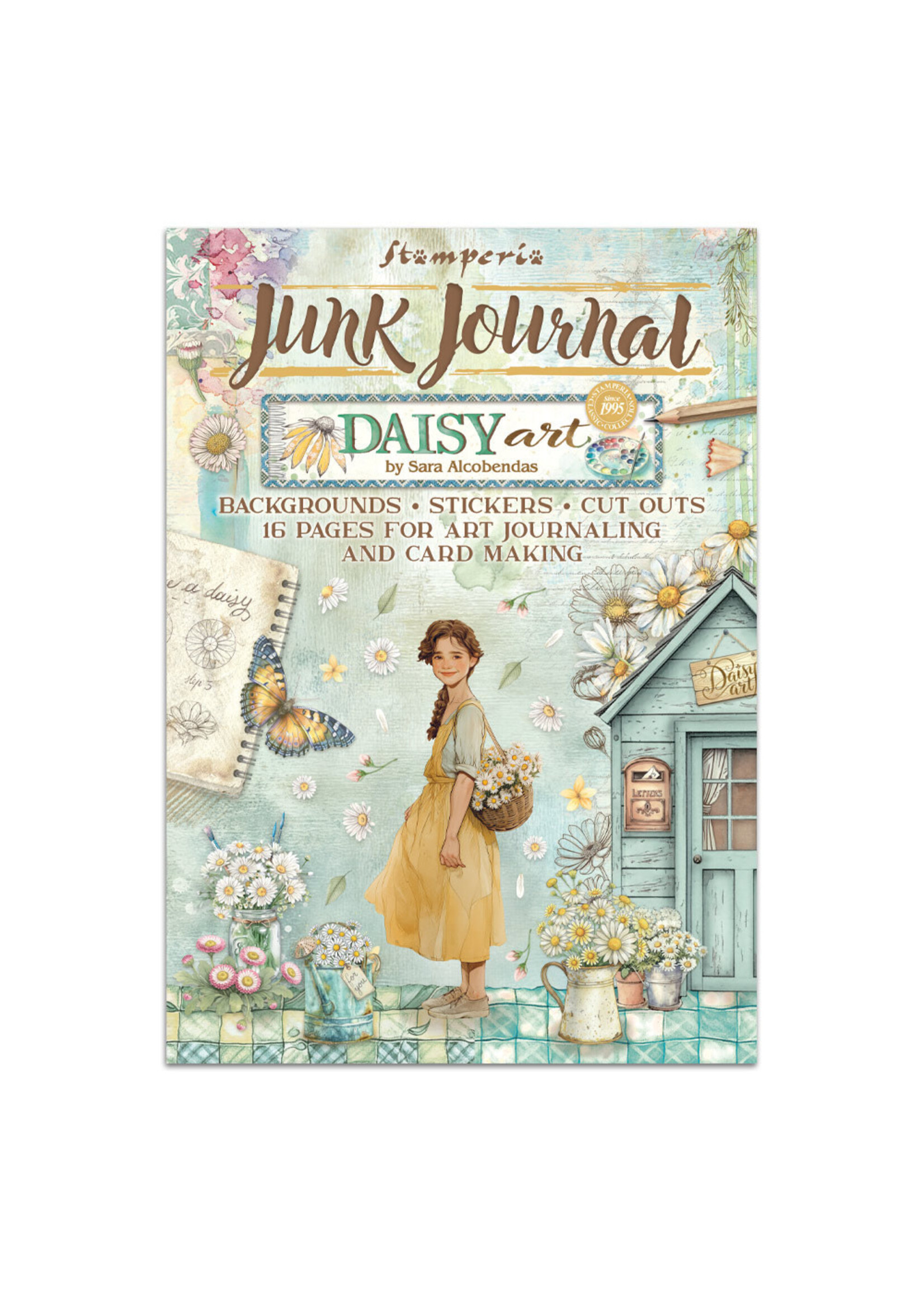 Stamperia Stamperia Junk Journal Backgrounds + Stickers + Cut Outs, Daisy Art