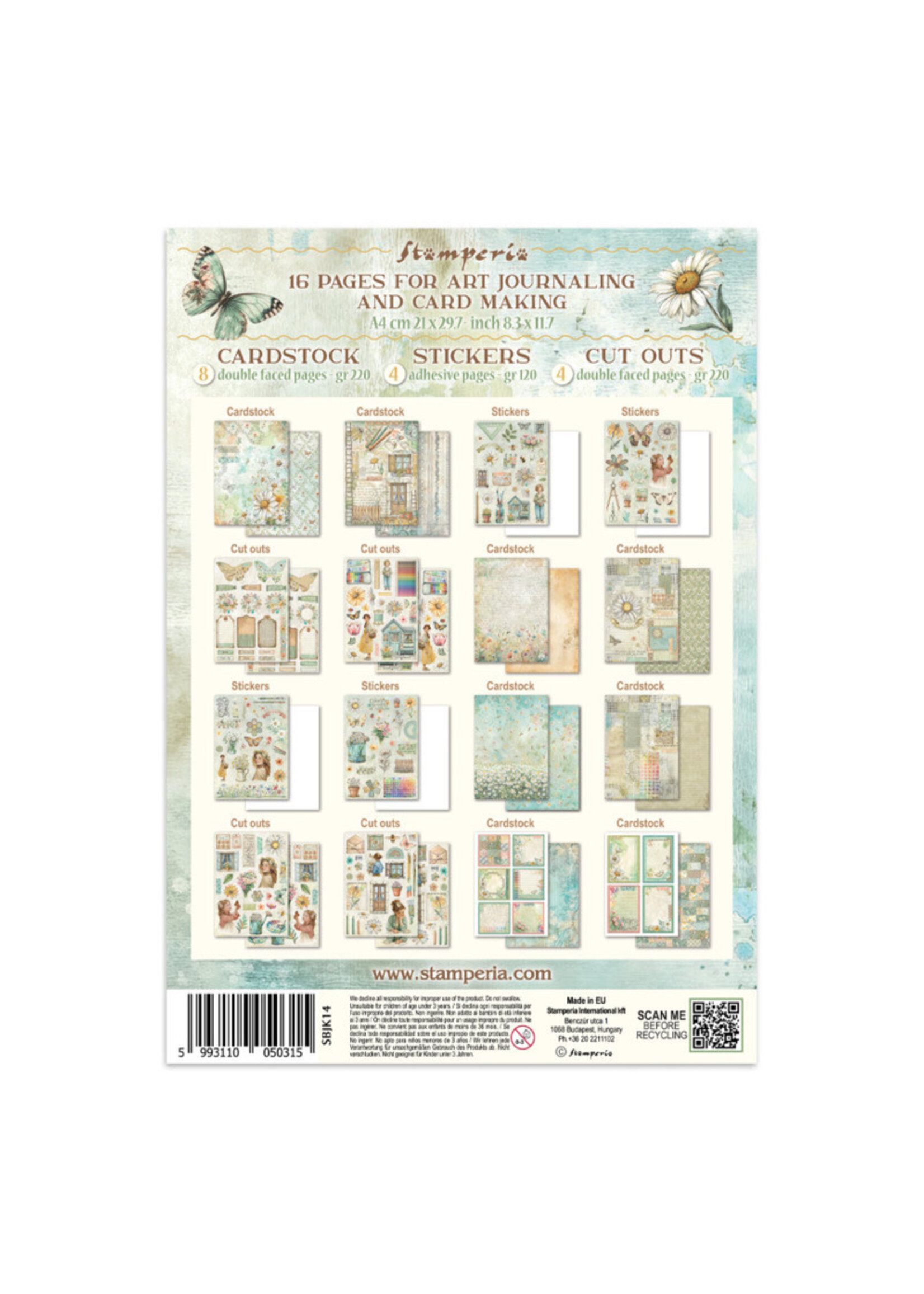 Stamperia Stamperia Junk Journal Backgrounds + Stickers + Cut Outs, Daisy Art