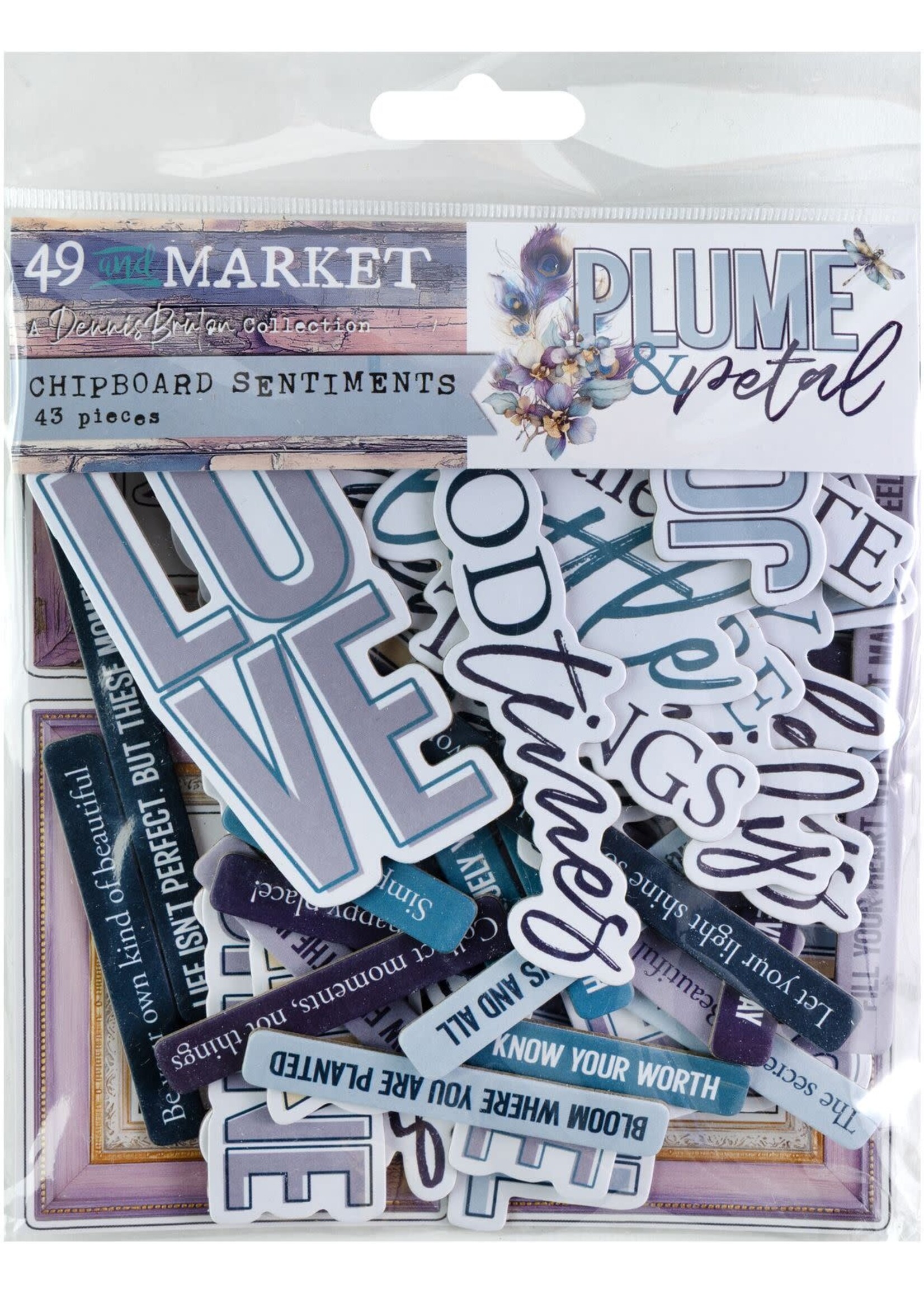 49 & Market 49 and Market Chipboard Sentiments, Plume & Petal