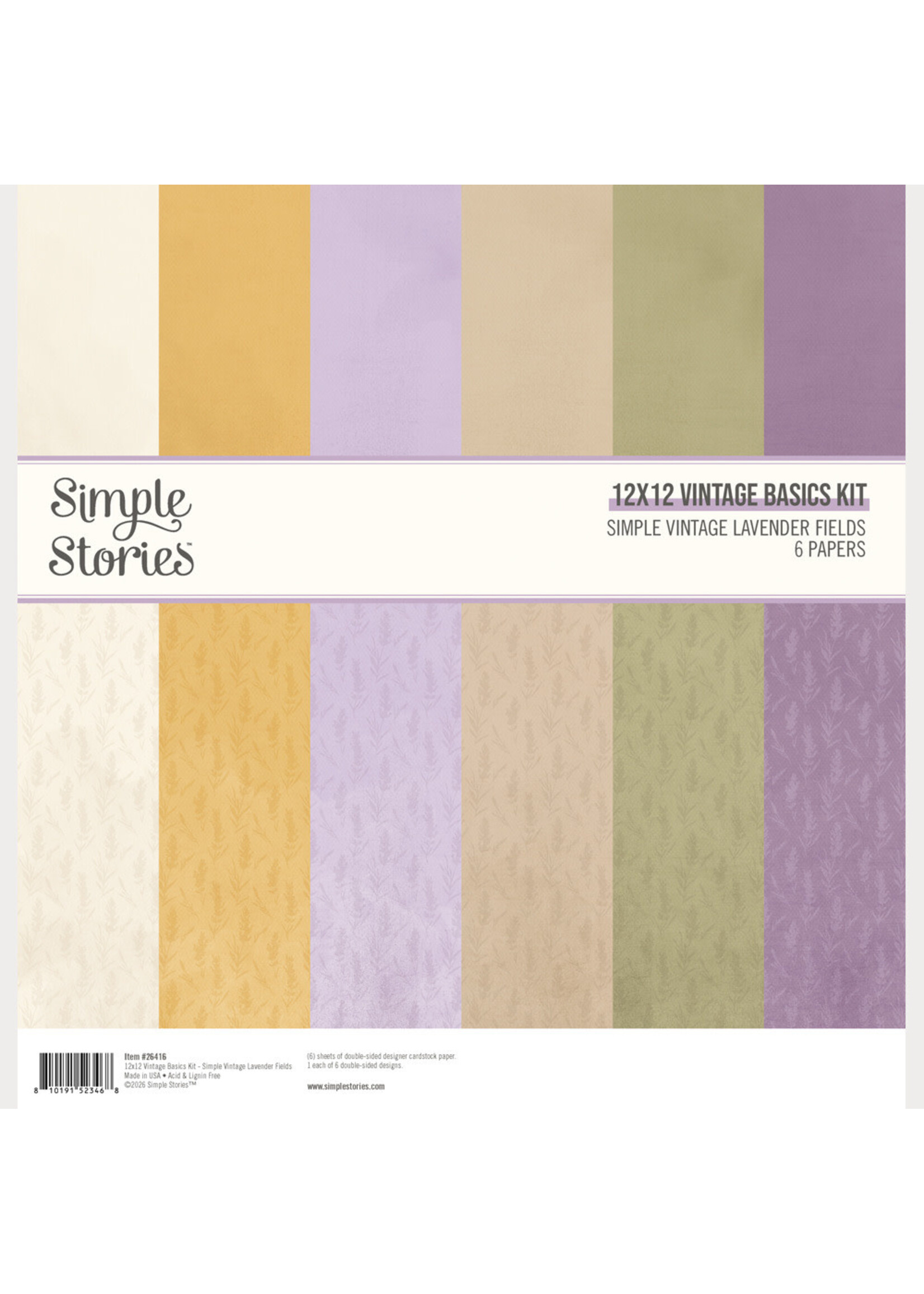 Simple Stories Simple Stories 12X12 Vintage Basics Kit, Simple Vintage Lavender Fields