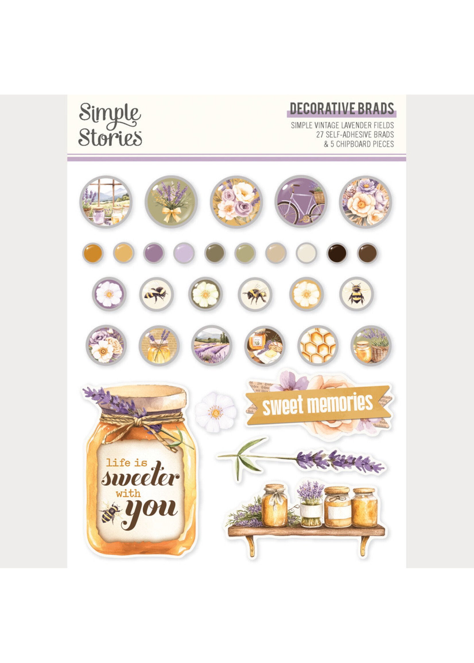 Simple Stories Simple Stories Decorative Brads, Simple Vintage Lavender Fields