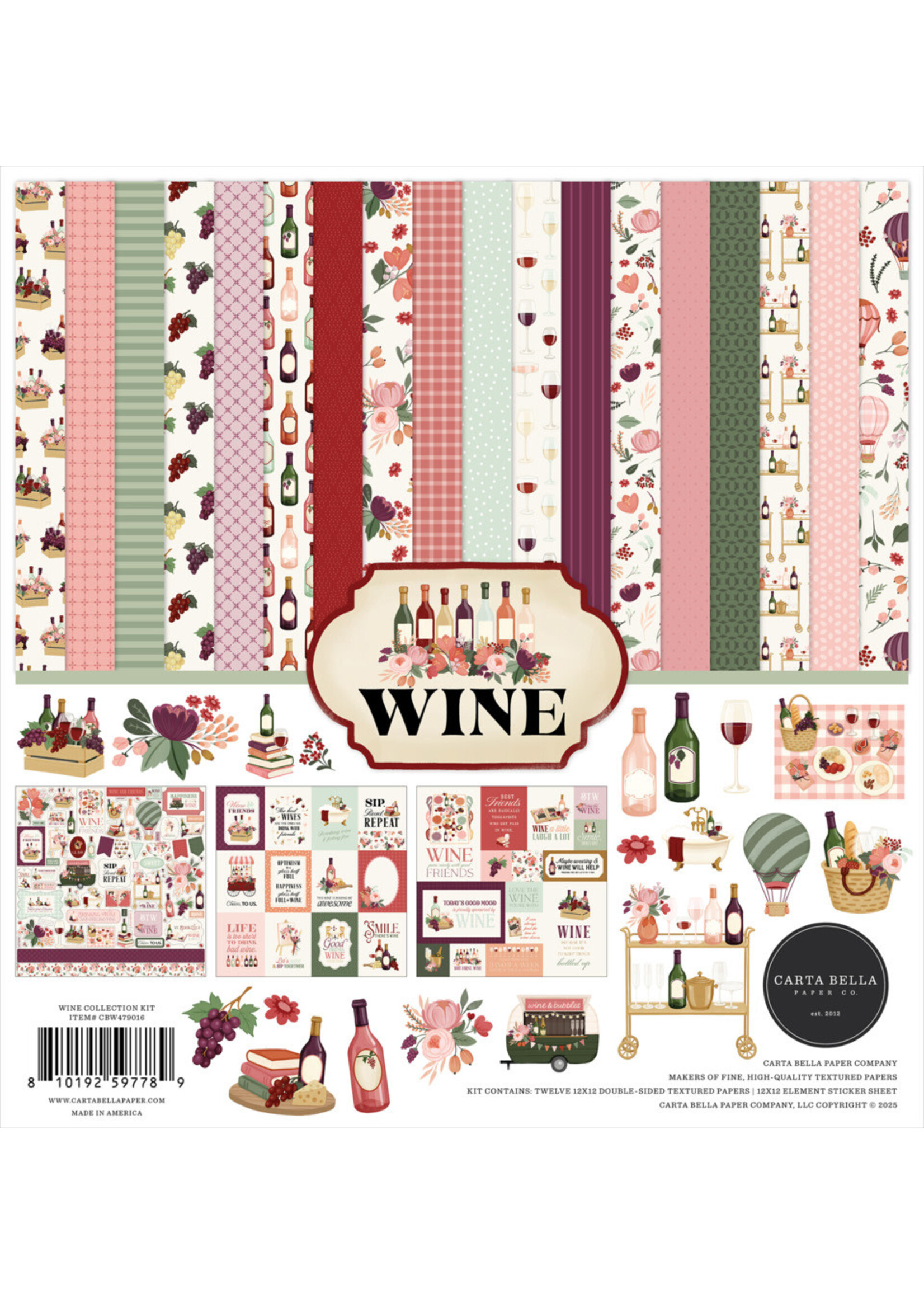 Carta Bella Carta Bella 12x12 Collection Kit, Wine