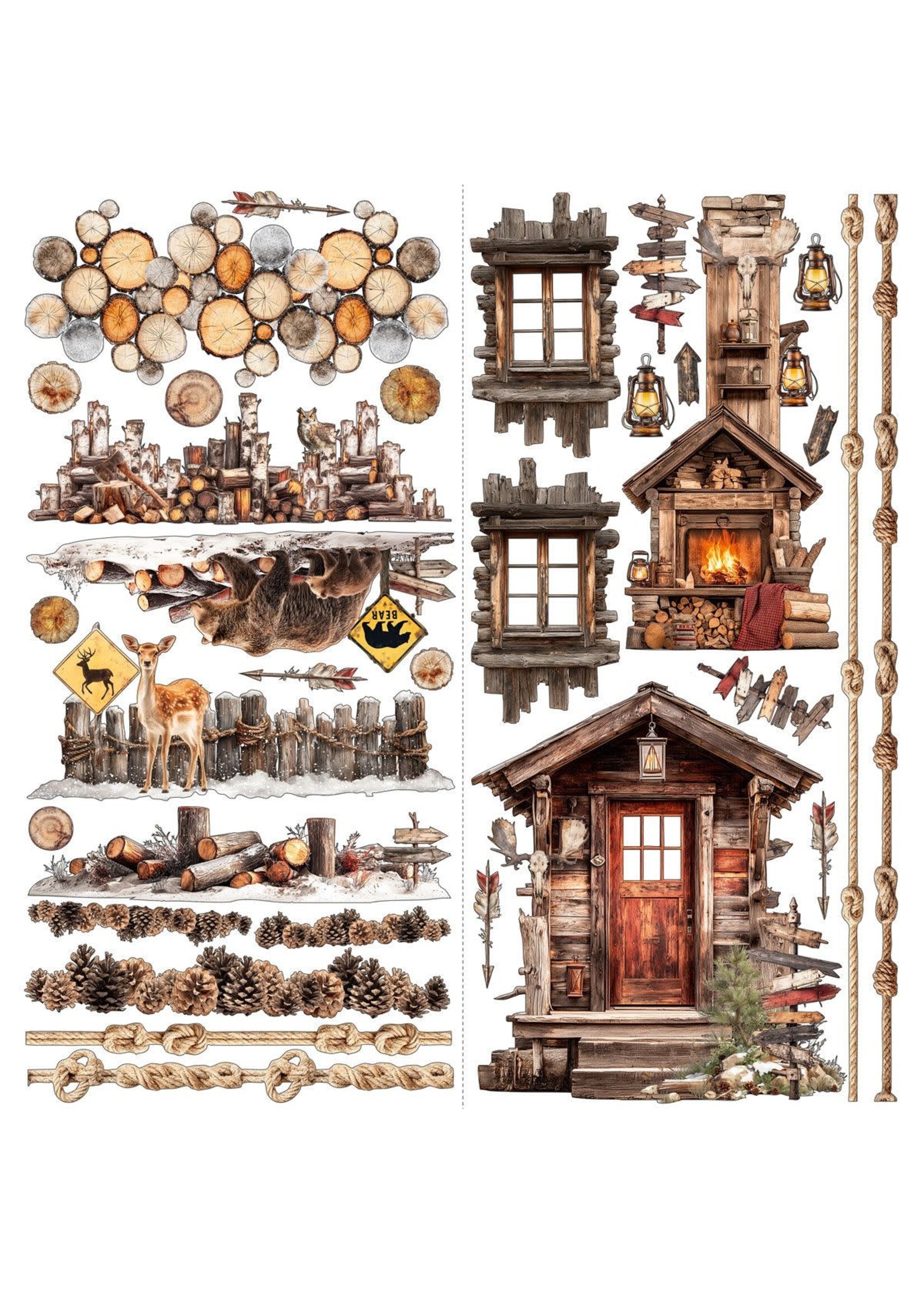 49 & Market 49 and Market Floral Laser Cut Outs, Timber and Tweed