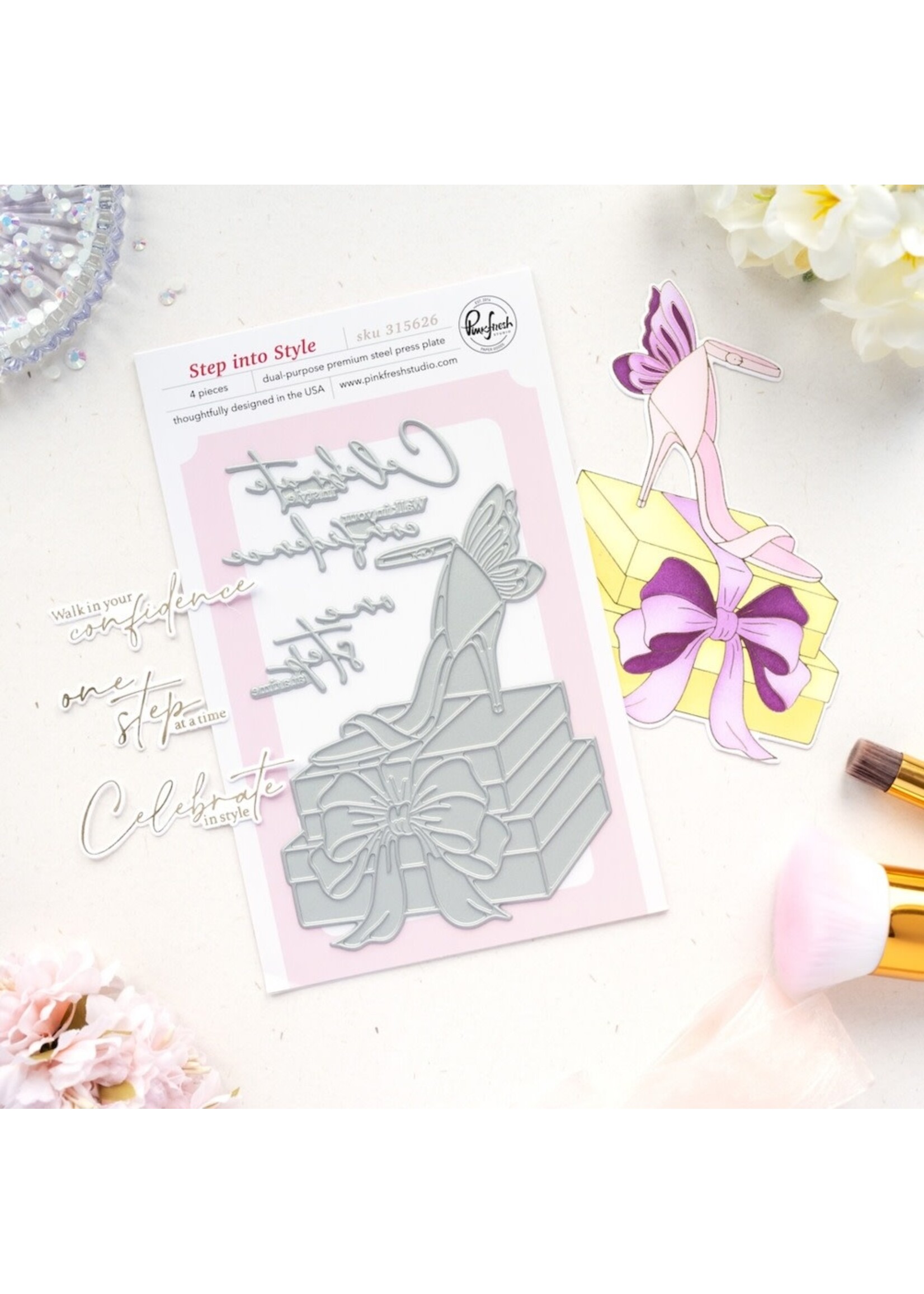 Pink Fresh Studio Pink Fresh Studio Press Plate/Stencil/Die, Step Into Style