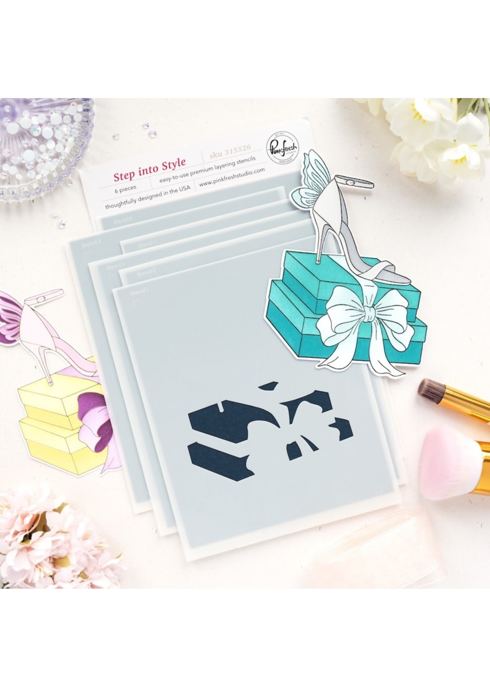 Pink Fresh Studio Pink Fresh Studio Press Plate/Stencil/Die, Step Into Style