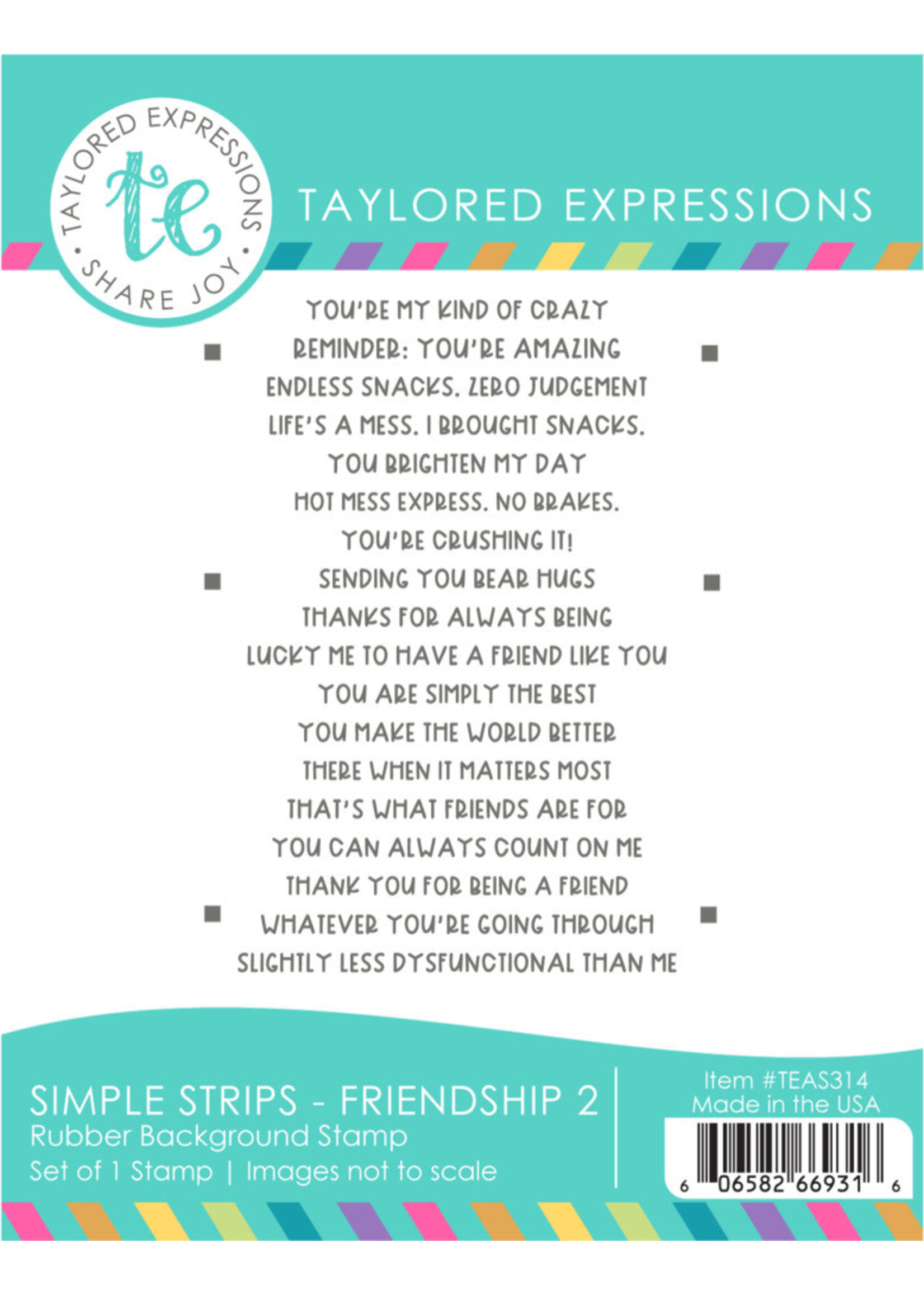 Taylored Expressions Taylored Expressions Stamp, Simple Strips - Friendship 2