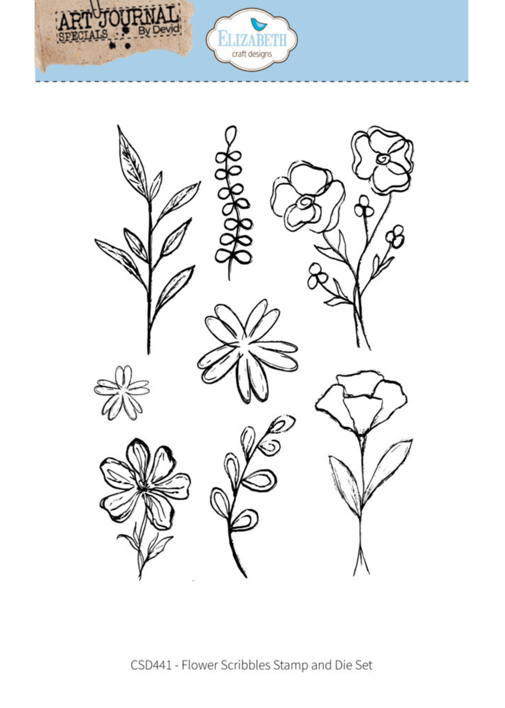 Elizabeth Craft Design Elizabeth Craft Designs Stamp/Die, Flower Scribbles