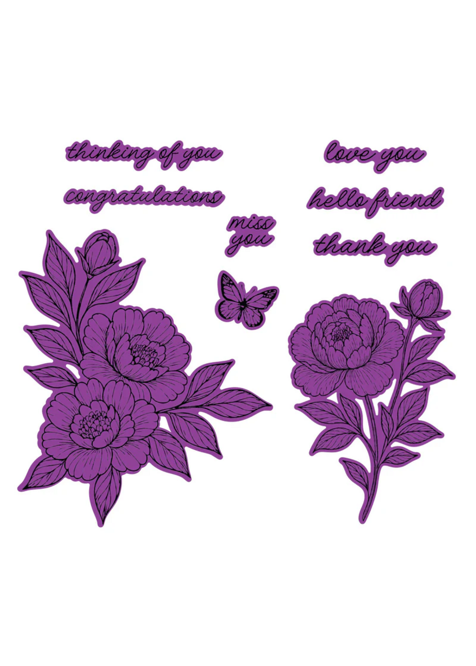 Spellbinders Simon Hurley Stamp and Die, Sketched Peonies