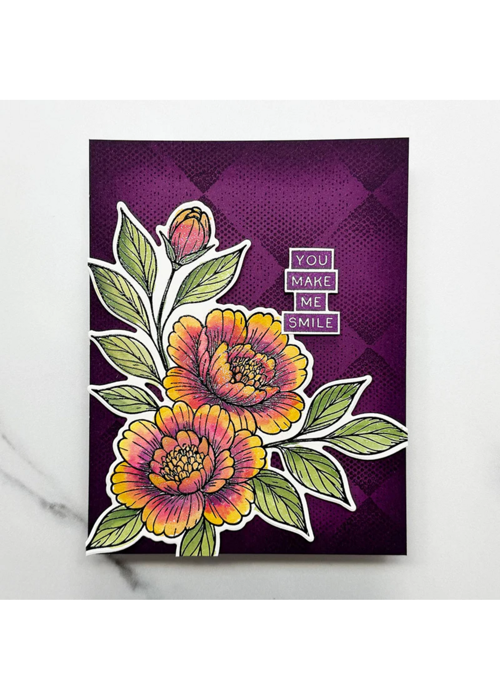 Spellbinders Simon Hurley Stamp and Die, Sketched Peonies