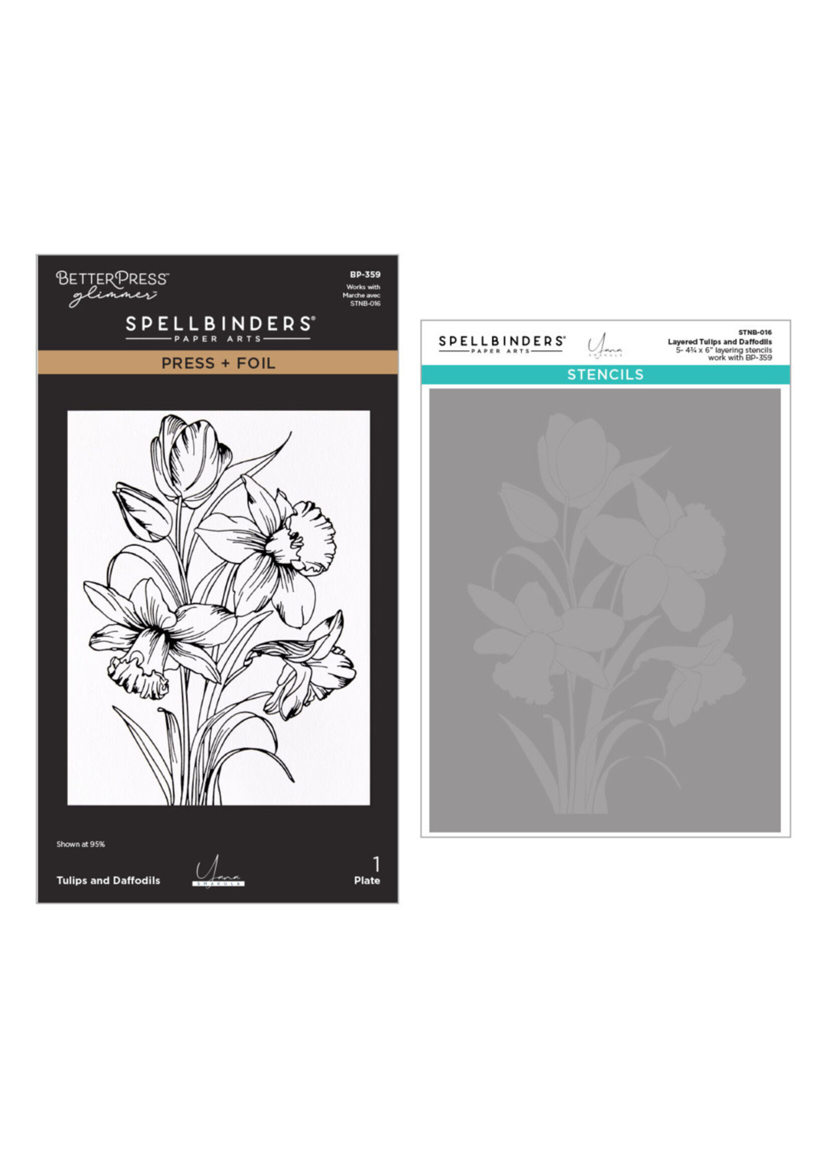 Spellbinders Spellbinders Press & Foil Plate/Stencil Bundle, Tulips and Daffodils