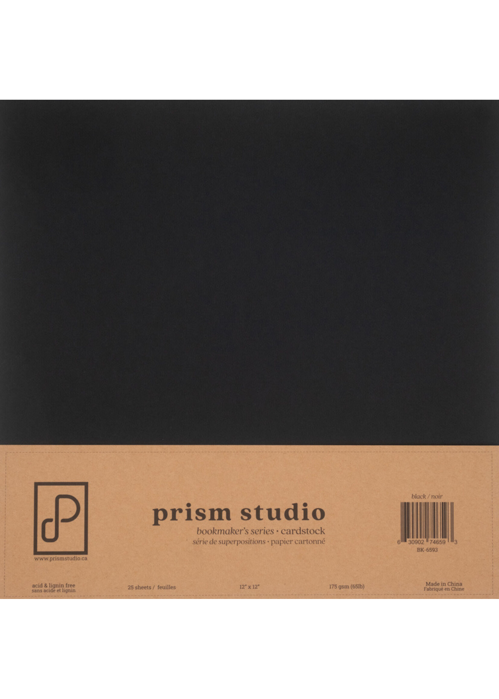 Prism Studio Prism Studio 12X12 Bookmaker's Cardstock - 65lb, Black (25 Sheets)
