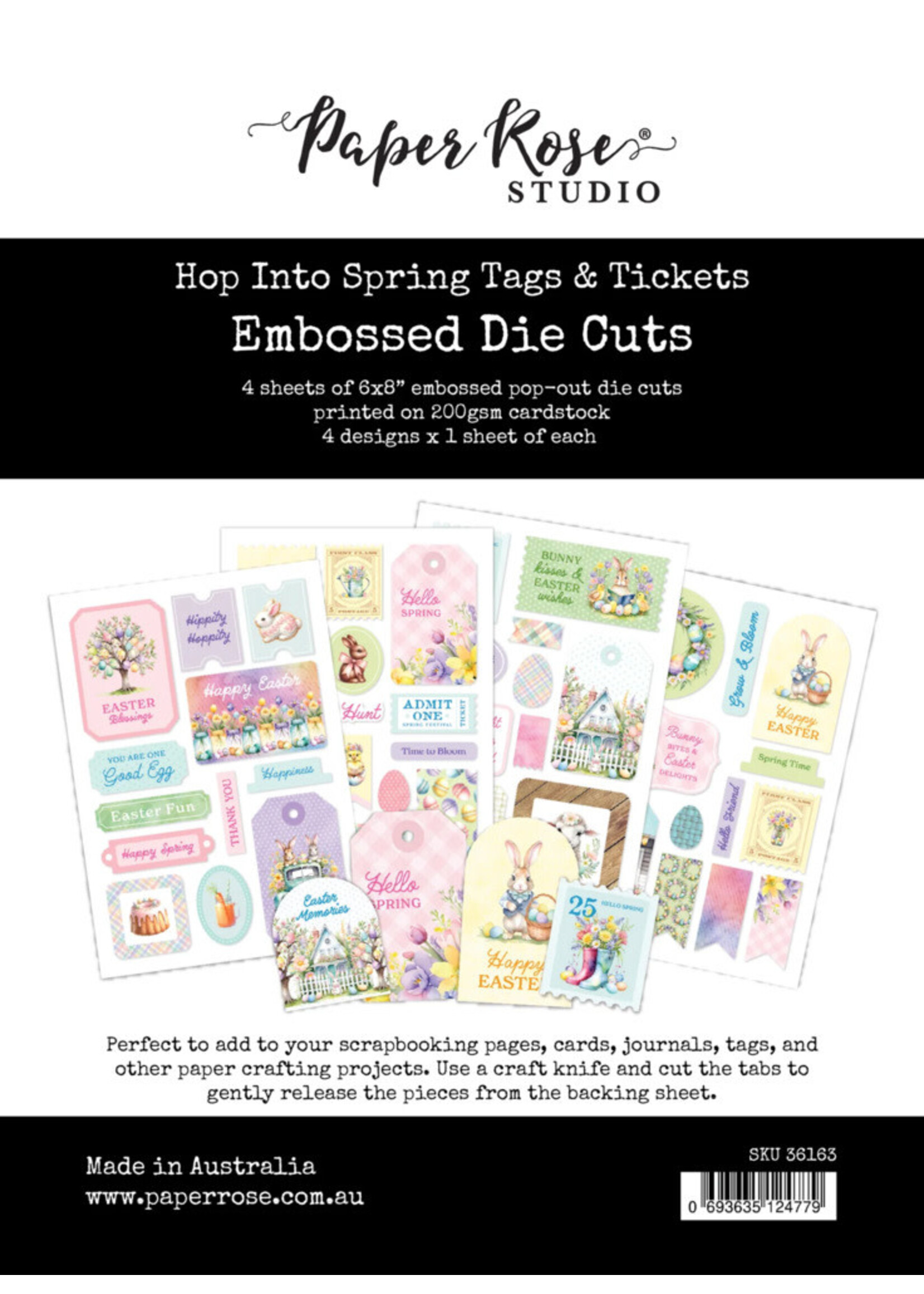 Paper Rose Paper Rose Embossed Die Cuts, Hop Into Spring Tags & Tickets