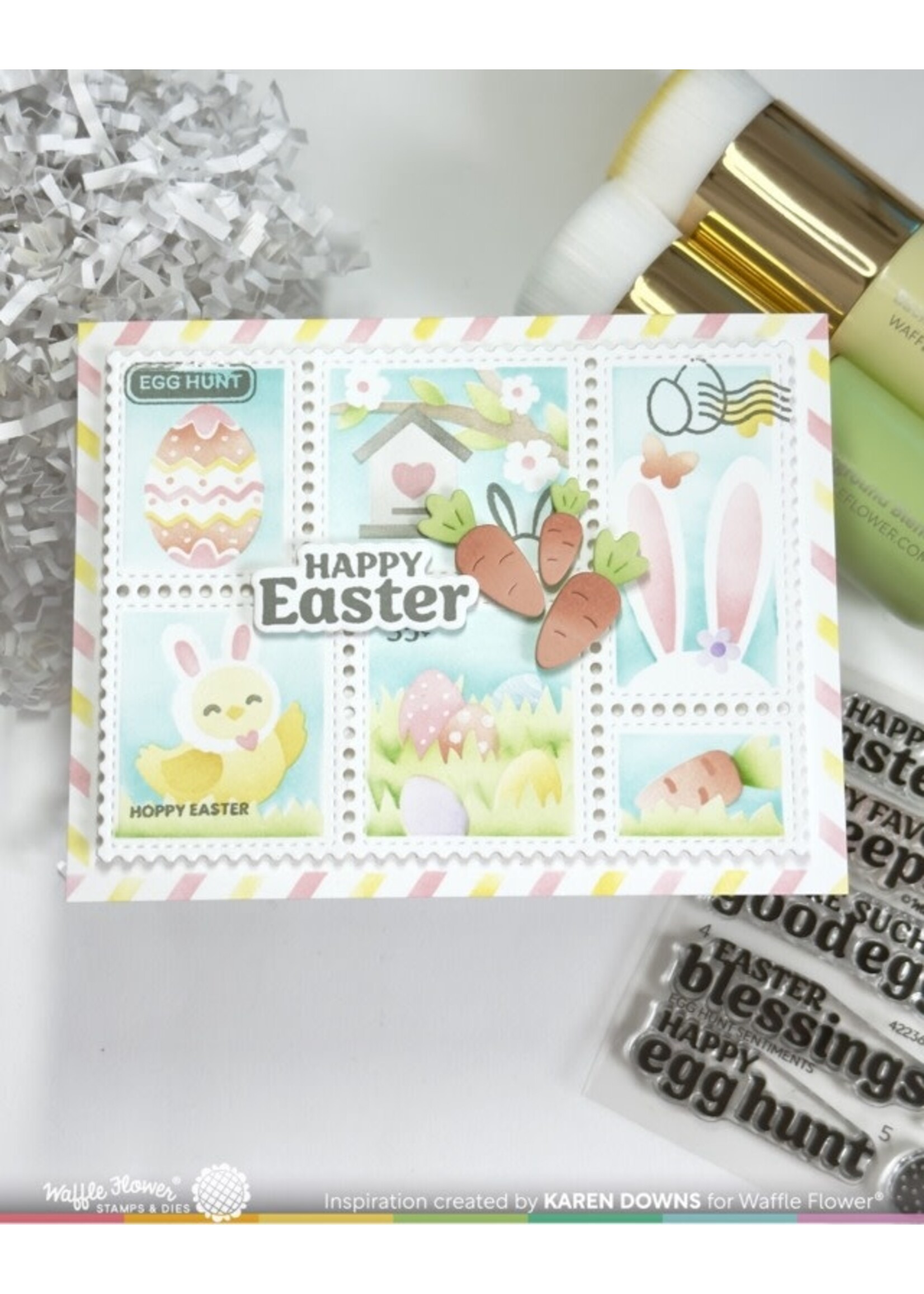 Waffle Flower Waffle Flower Postage Collage Stencil, Egg Hunt