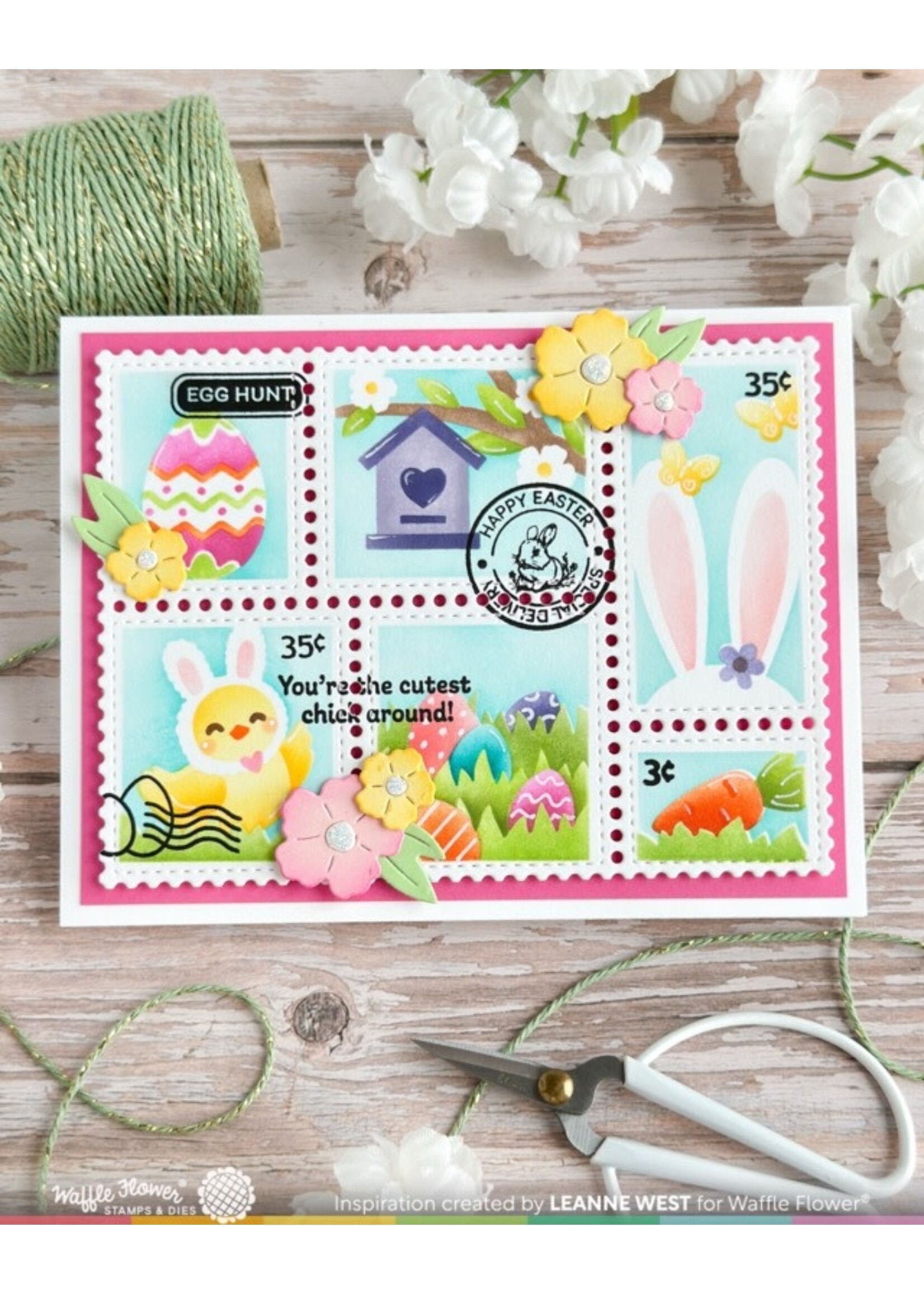 Waffle Flower Waffle Flower Postage Collage Stencil, Egg Hunt